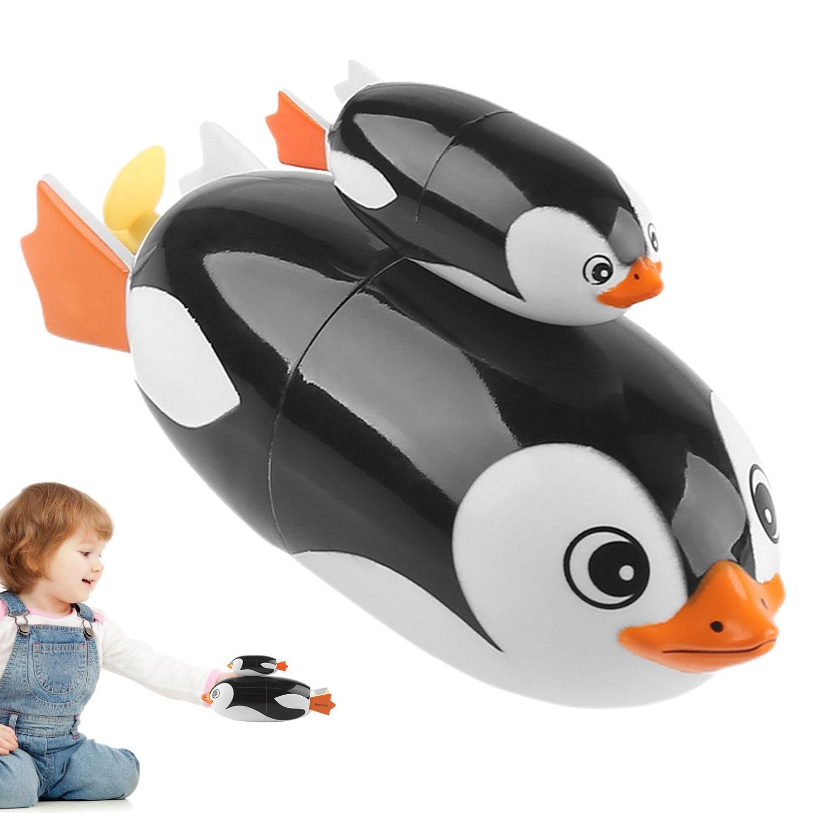 Penguin Bath Toys for Babies & Toddlers - Wind Up Swimming Turtle Toy for Bathtub & Pool Fun | Cute Penguin & Turtle Water Toys for Kids Bath Time Play