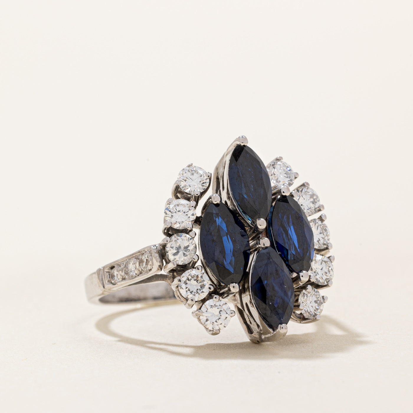 1.80ctw Synthetic Sapphire & 0.80ctw Natural Diamond Cocktail Ring - Size 6.75 | Elegant Statement Jewelry for Evening Parties, Weddings & Special Occasions