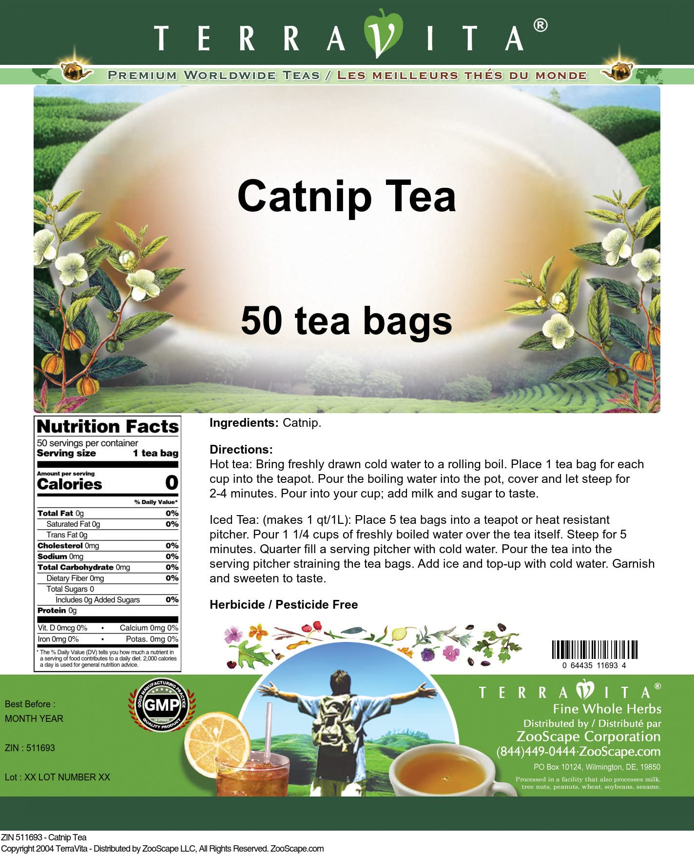 Organic Catnip Tea for Cats - 50 Tea Bags per Pack (2 Pack) | Calming Herbal Treat for Stress Relief & Relaxation | Perfect for Anxious Pets, Travel & Vet Visits