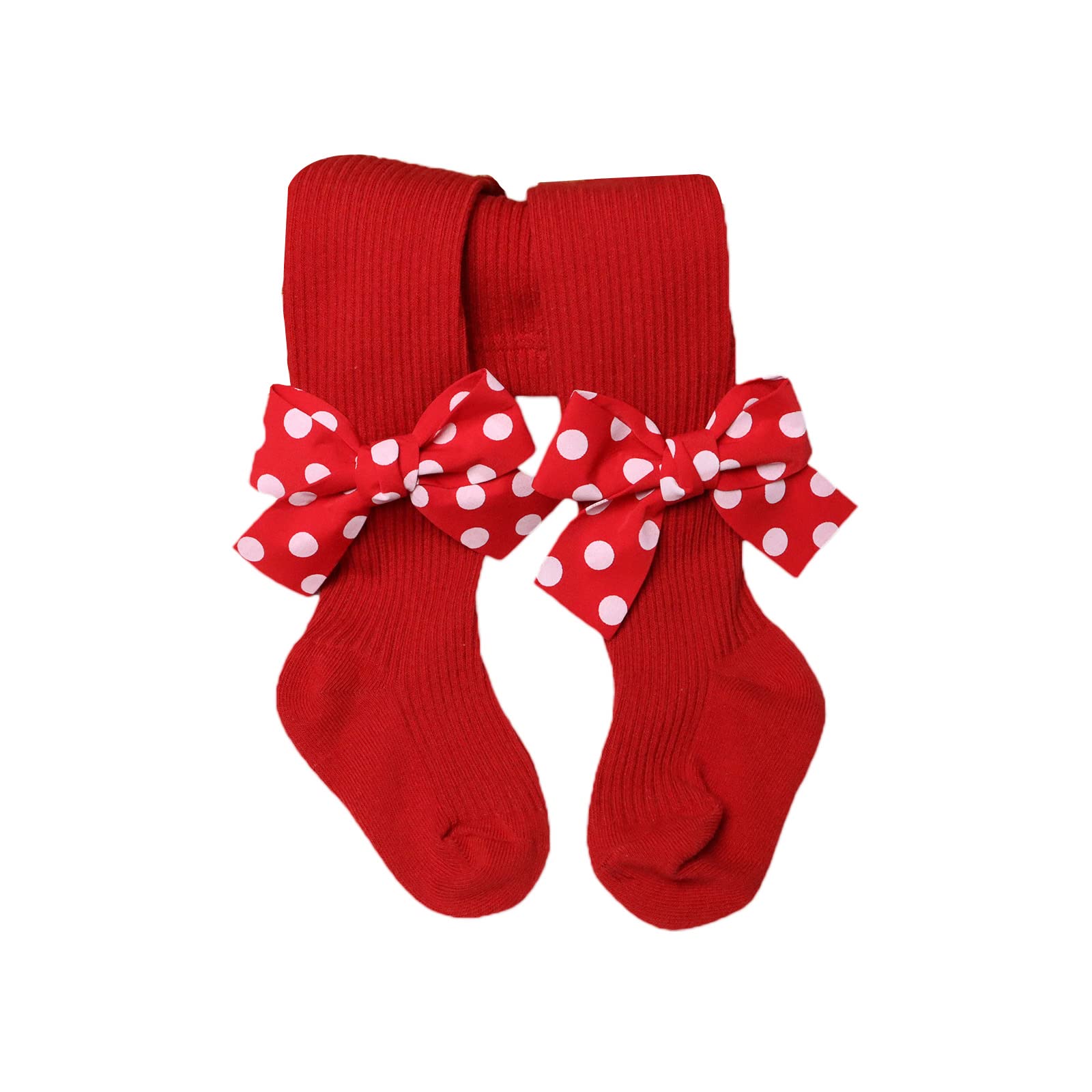 Toddler Baby Girl Tights - Seamless Knit Pantyhose with Bows, Christmas Red Leggings & Stockings - Soft & Comfortable for Playtime, Holidays & Special Occasions