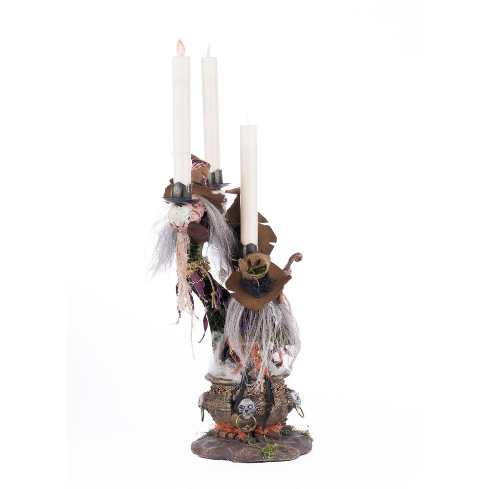 Broomstick Acres Witches Candle Holder by Katherine's Collection - Halloween Decor, Gothic Home Accessory for Witchy Aesthetic & Spooky Party Decorations