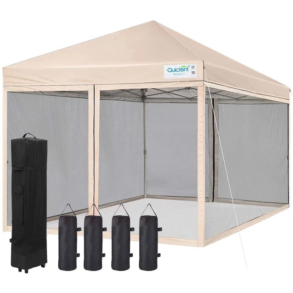 10' x 10' Pop Up Canopy Tent with Sidewalls & Netting - Blue Outdoor Instant Shelter for Camping, Beach, Picnics, and Backyard Parties
