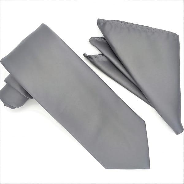 Premium Black Charcoal Tie and Pocket Square Set for Men - Elegant Formal Wear Accessories for Weddings, Business Meetings & Special Occasions
