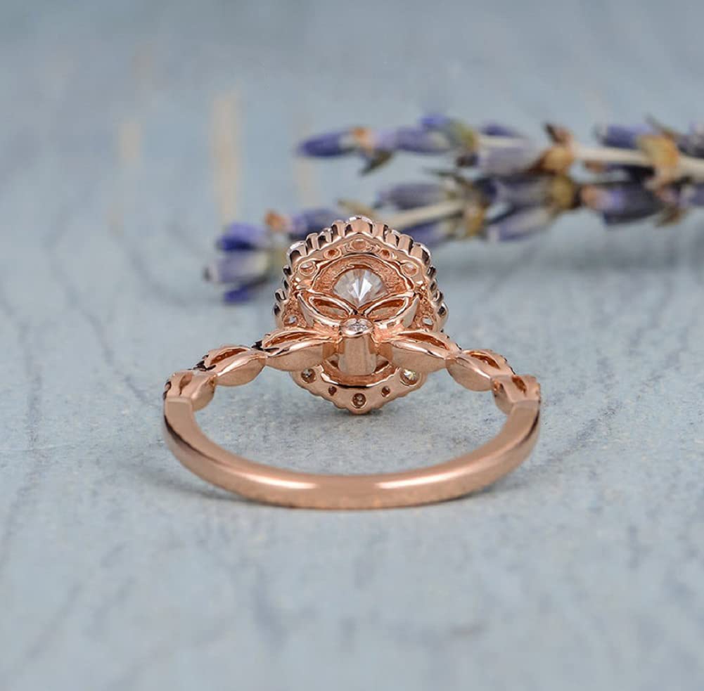 3D Rose Gold Oval Moissanite Simulated Diamond Ring - Size 10 | Elegant CZ Zircon Engagement Ring for Women | Perfect for Weddings, Anniversaries & Special Occasions