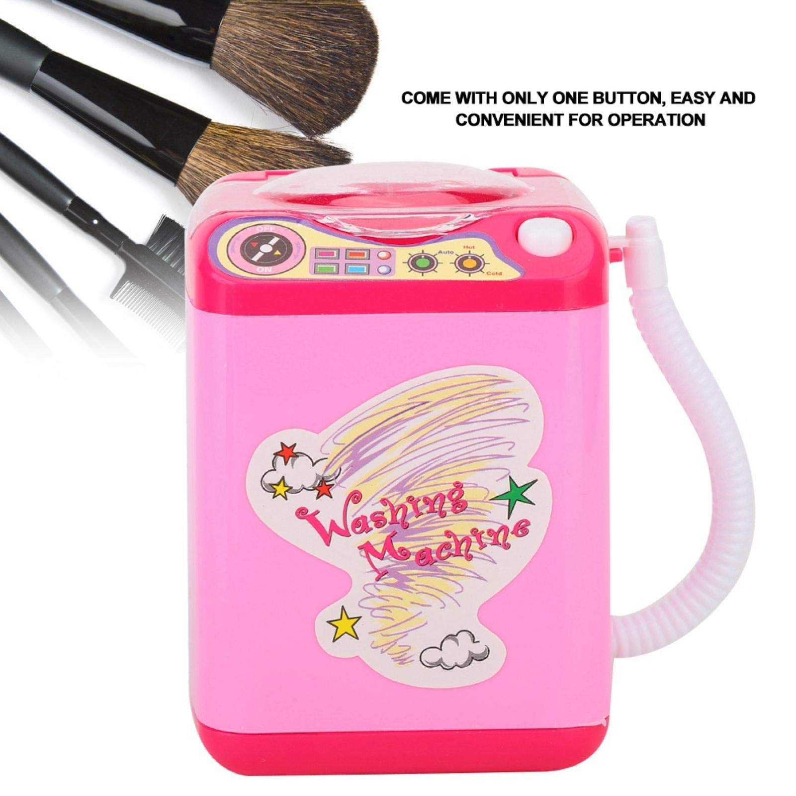Electric Makeup Brush & Sponge Cleaner - Automatic Mini Washing Machine for Cosmetics Tools | Perfect for Women's Beauty Routine & Kids Pretend Play (Pink)