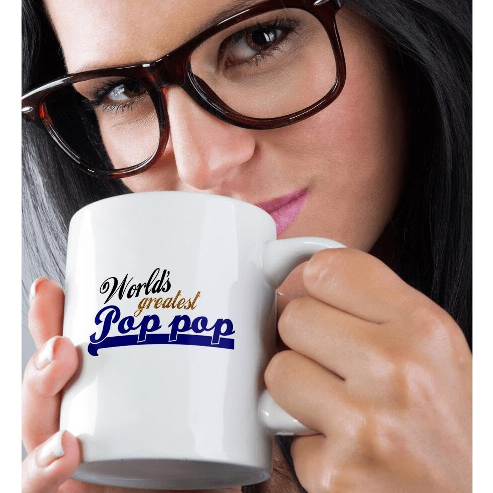 Best Grandfather Gifts - 11-Ounce Ceramic Coffee Mug with 'World's Greatest Pop-Pop' Design | Funny Grandpa Appreciation Present for Birthday, Father's Day & Retirement | Dishwasher & Microwave Safe