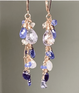 Exquisite Blue Purple Tanzanite Gemstone Rose Gold Dangle Earrings for Women | Elegant Party & Wedding Jewelry Gift