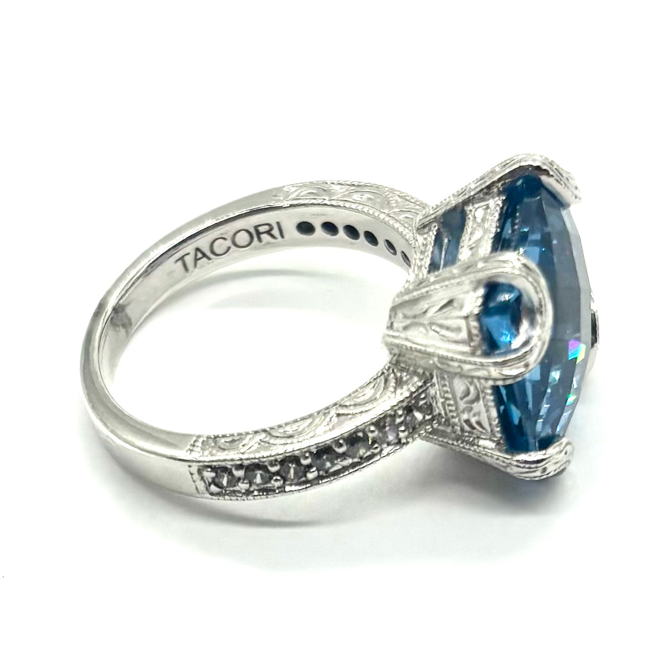 925 Sterling Silver Tacori Blue Topaz Ring for Women – Elegant Birthstone Jewelry Gift for Engagement, Anniversary & Special Occasions