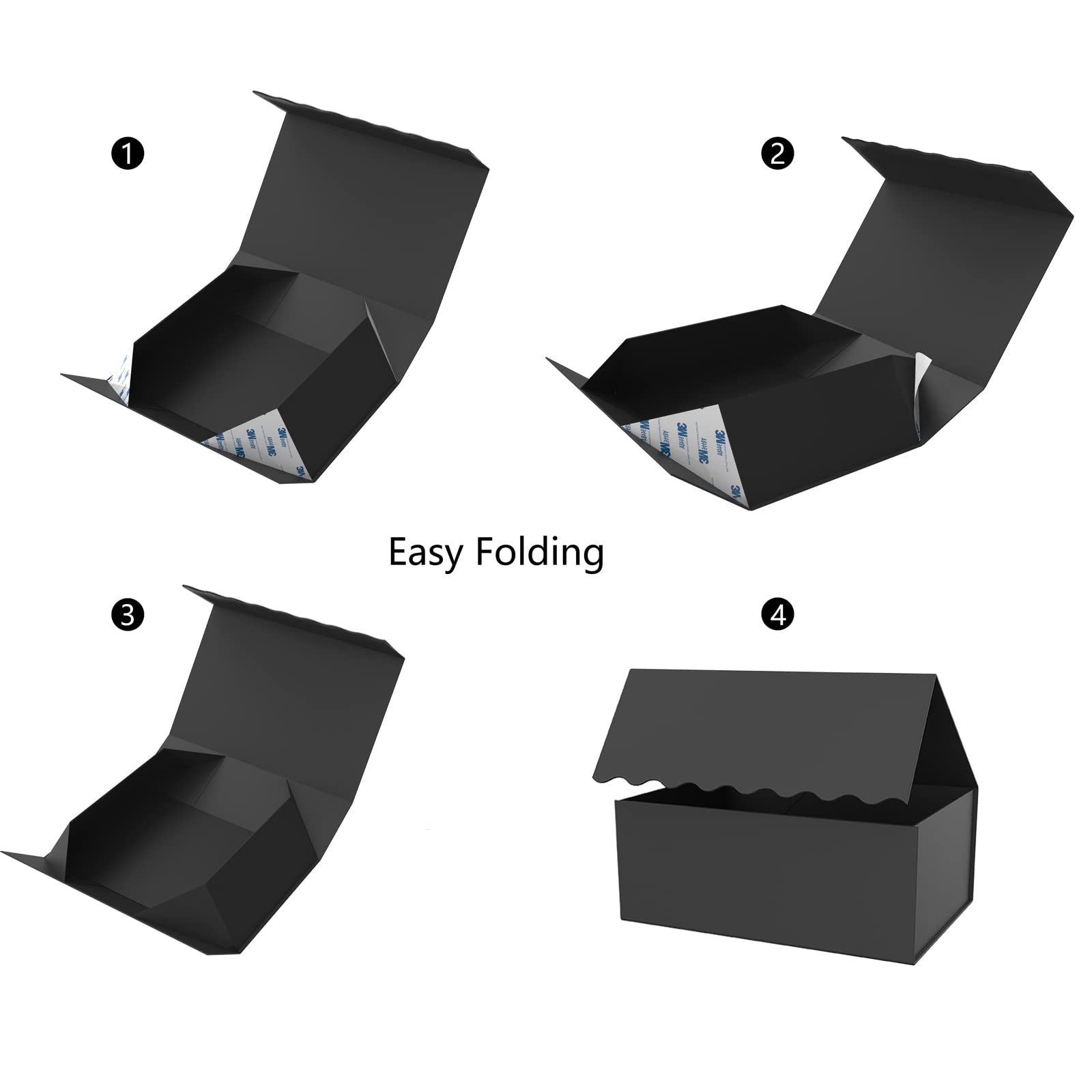 12.5x9.5x4 Inches Magnetic Closure Gift Box - Collapsible Wedding & Birthday Present Packaging - Sturdy Bridesmaid Proposal Box with Lid - Black Wave Design - Perfect for Party Favors, Jewelry Storage & Special Occasion Gifting