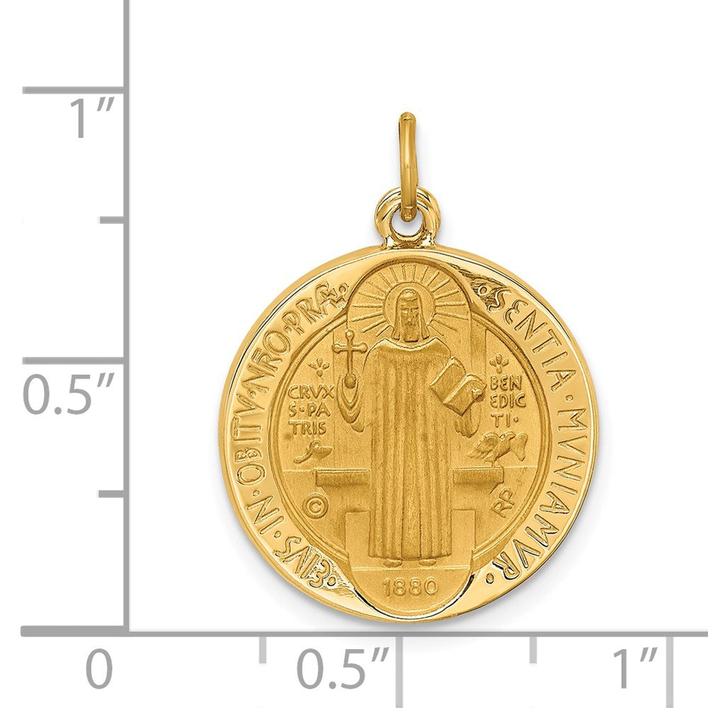 St. Benedict Medal Pendant - 14K Gold Reversible Round Catholic Necklace Charm for Men & Women - XR1789 - Perfect for Religious Gifts, Baptism, First Communion & Spiritual Protection