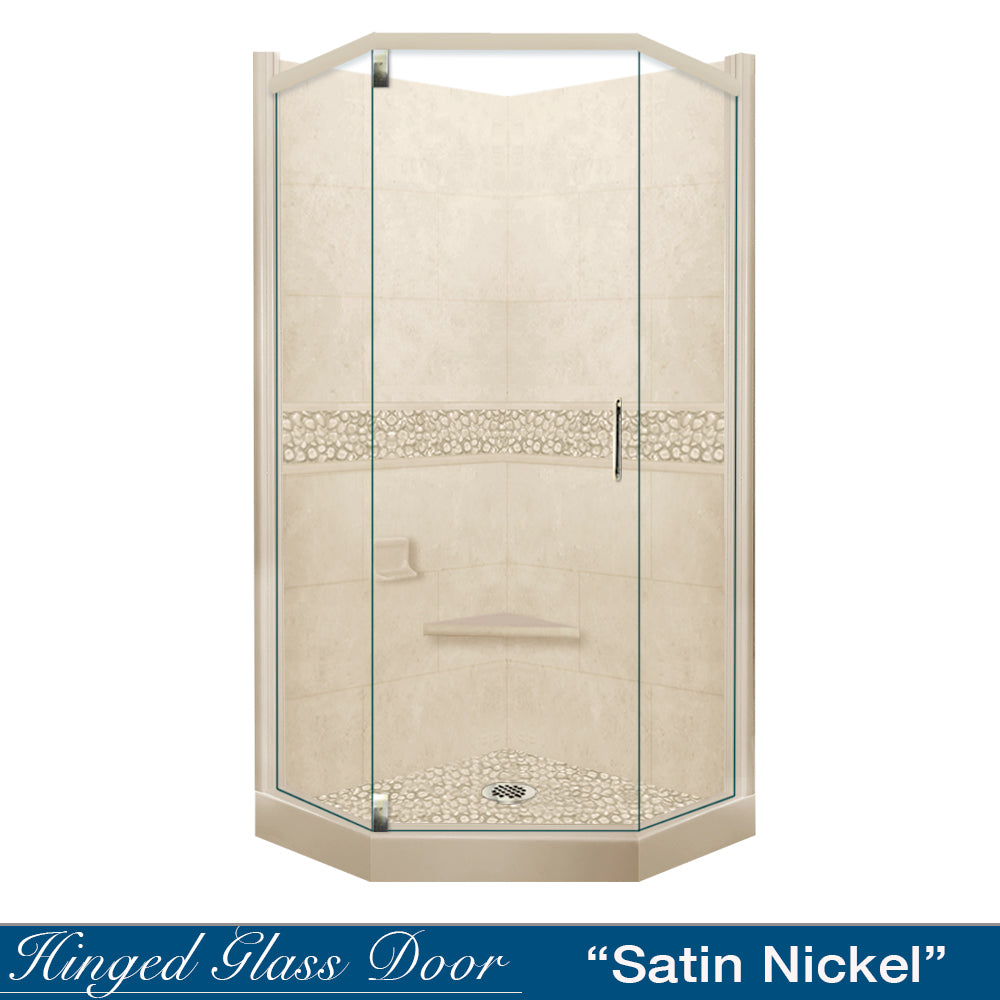 Neo Angle Desert Sand Sistine Stone & Pebble Stone Shower Accent Kit | DIY Shower Remodel for Bathroom Upgrade | Perfect for Modern Home Spa & Luxury Bathroom Renovation
