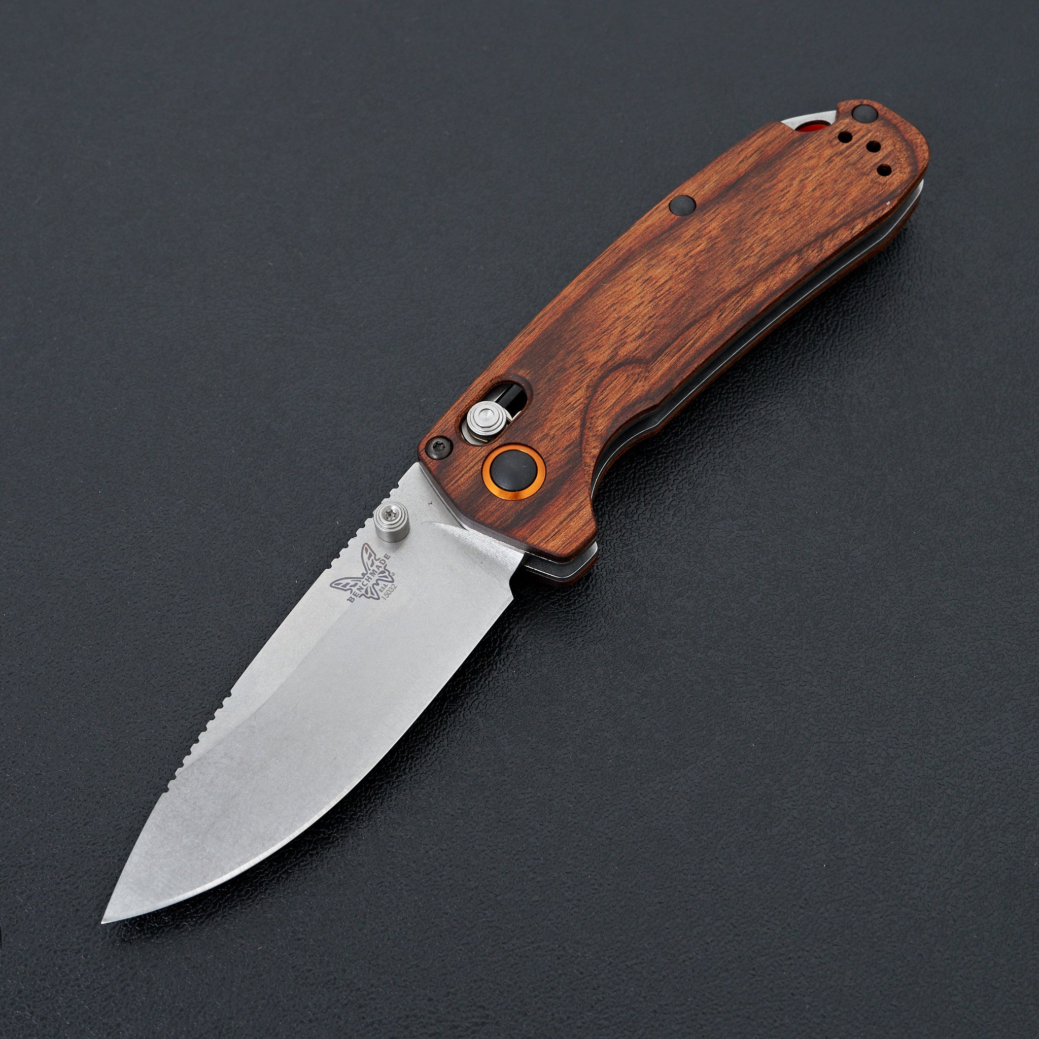 Benchmade Northfork Folding Knife - Premium Stabilized Wood Handle, D2 Steel Blade for Outdoor, Camping & EDC Use
