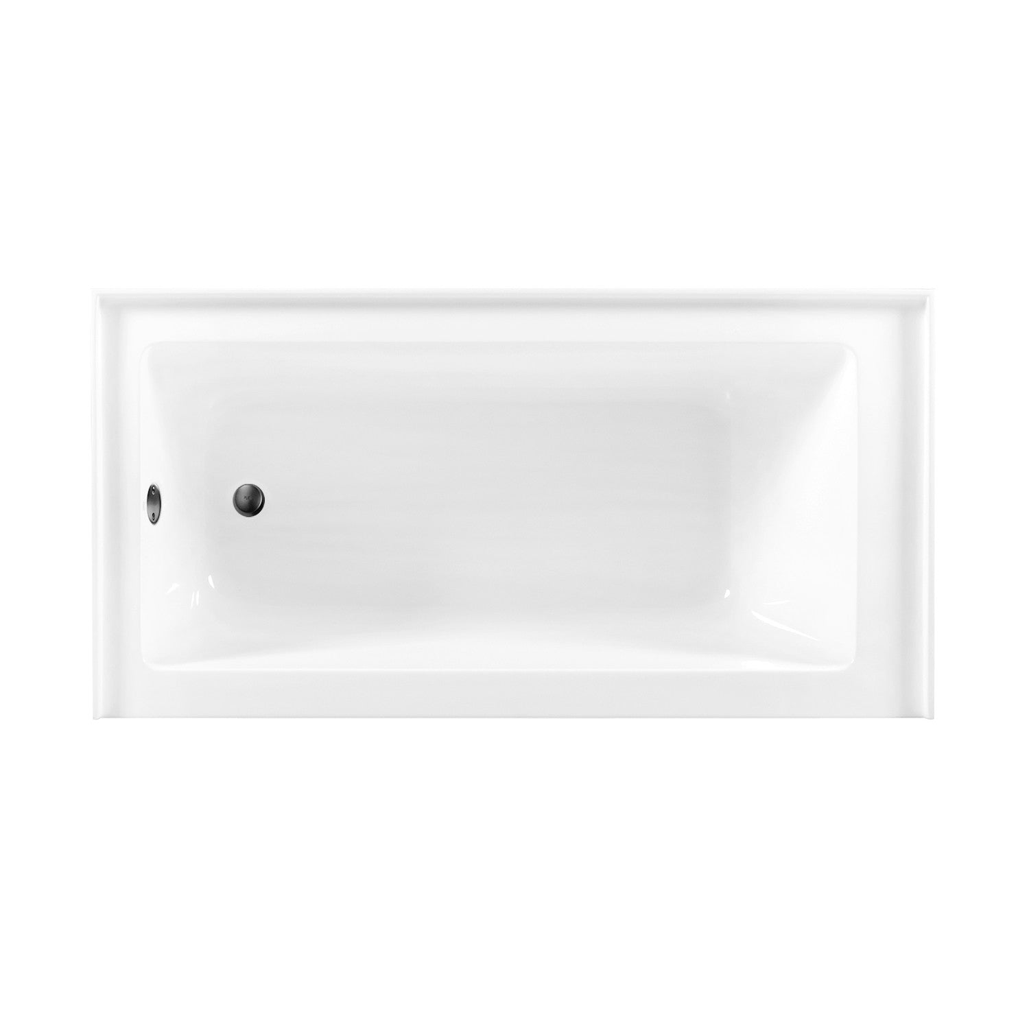 Aqua Eden 66 Inch Acrylic Rectangular 3-Wall Alcove Bathtub Combo with Waste & Overflow Drain - Left Hand Drain, Glossy White/Matte Black - Perfect for Modern Bathroom Renovations & Spa-Like Retreats