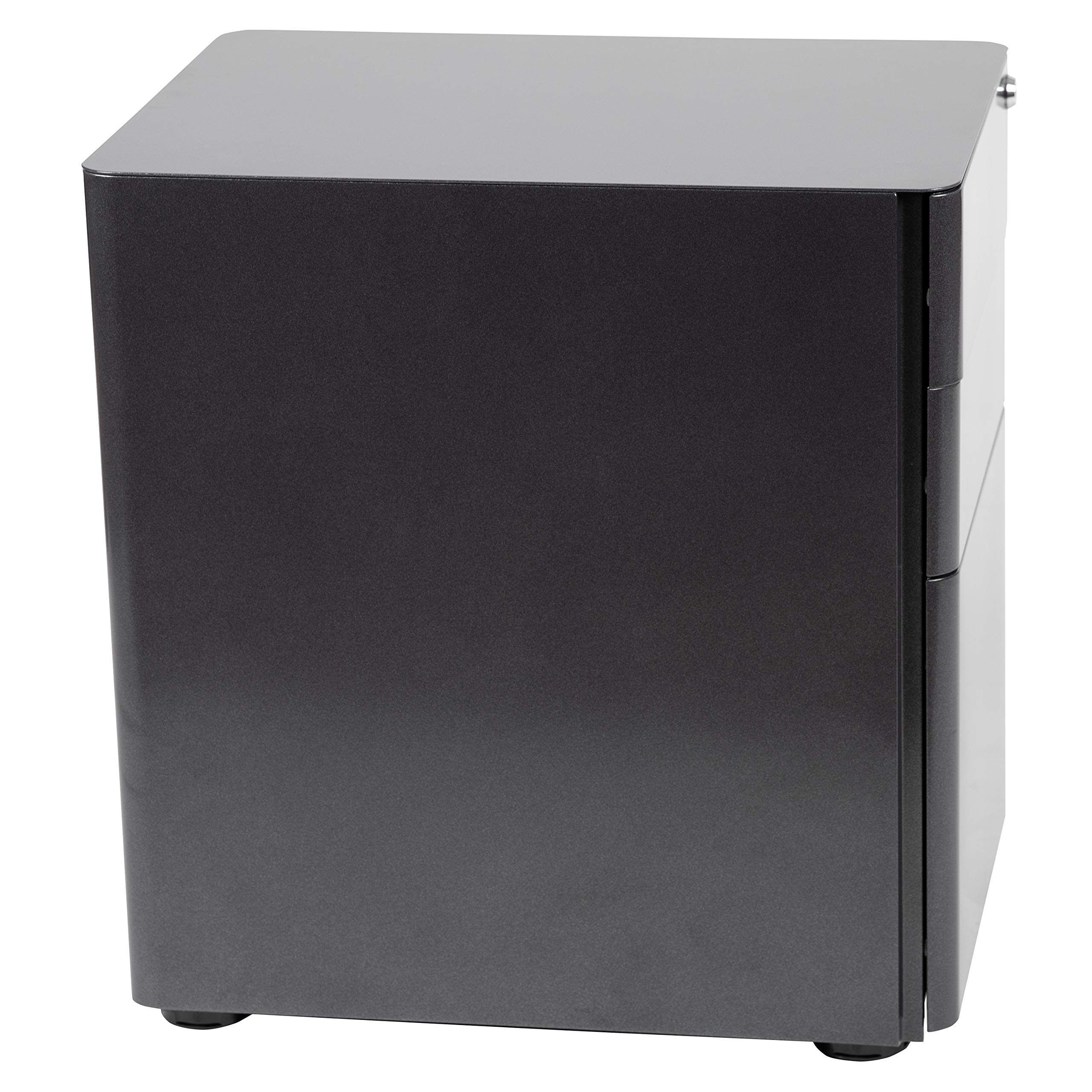 EMMA + OLIVER Modern 3-Drawer Mobile Locking Filing Cabinet - Black File Storage Organizer for Office, Home & School Use