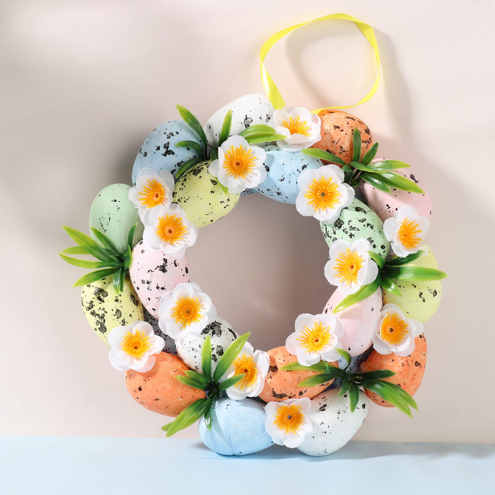 ACJRYO Artificial Easter Wreath with Colorful Eggs - Spring Floral Door Wreath for Front Door Decor, Indoor Wall Hanging | Perfect for Easter Home Decor, Spring Parties & Seasonal Celebrations