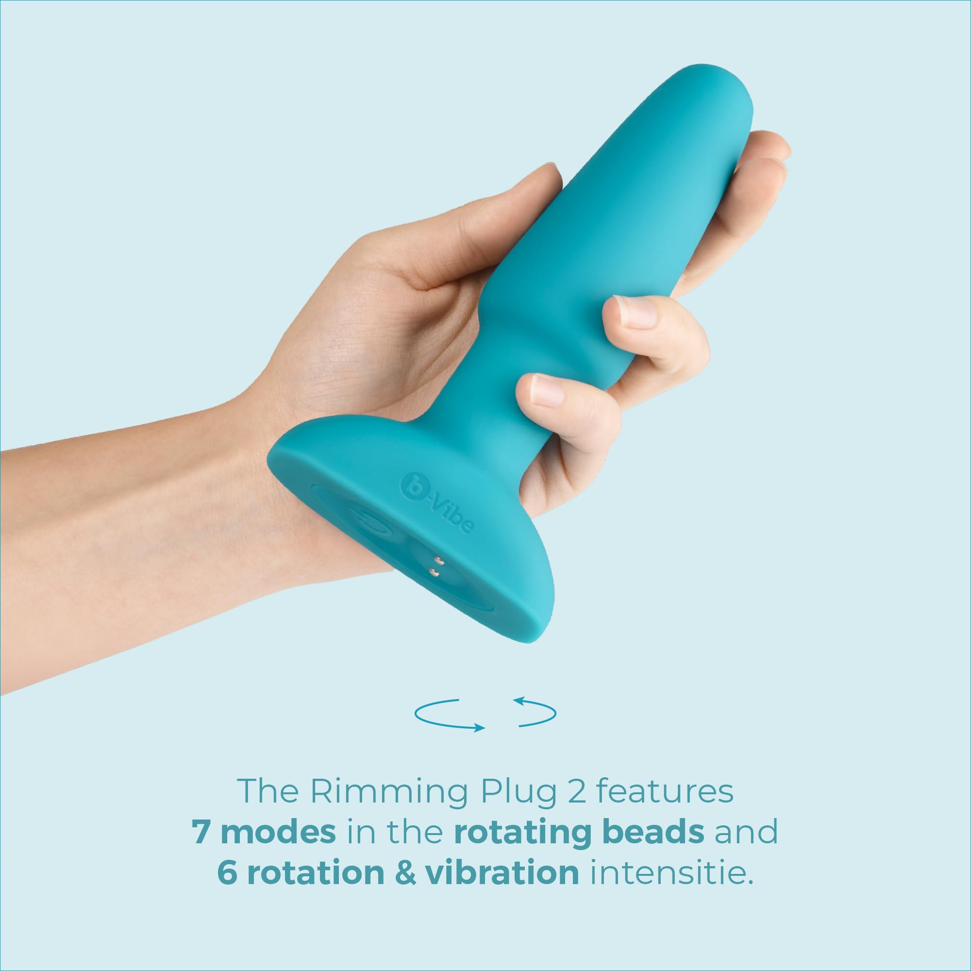 B-Vibe Remote Control Rotating Rimming Plug - 15 cm Blue - Perfect for Couples Play & Solo Pleasure