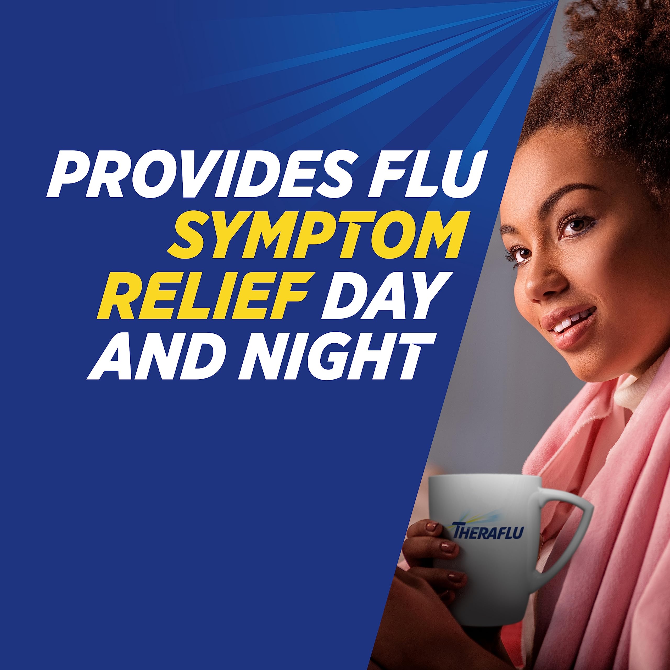 Theraflu Max Strength Daytime & Nighttime Flu Relief Powder - Honey Lemon Flavor (6 Daytime + 6 Nighttime Packets) | Fast-Acting Cold & Flu Symptom Relief for Adults | Perfect for Home, Office & Travel Use