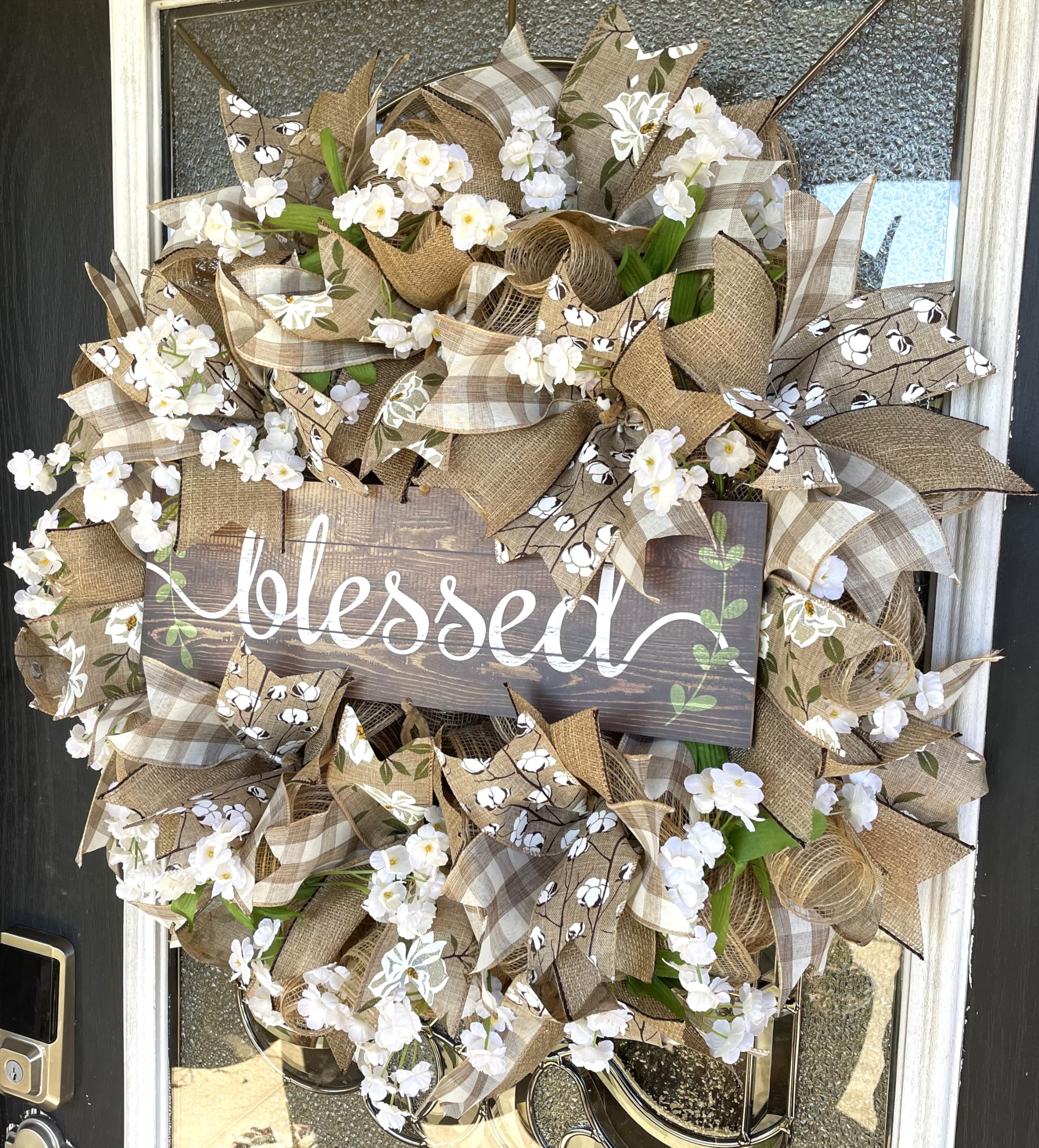 Southern Charm Magnolia & Cotton Deco Mesh Wreath - Farmhouse Style Front Door Decor for Porch, Patio, Wedding | Perfect for Fall, Spring, Summer & Everyday Home Decor