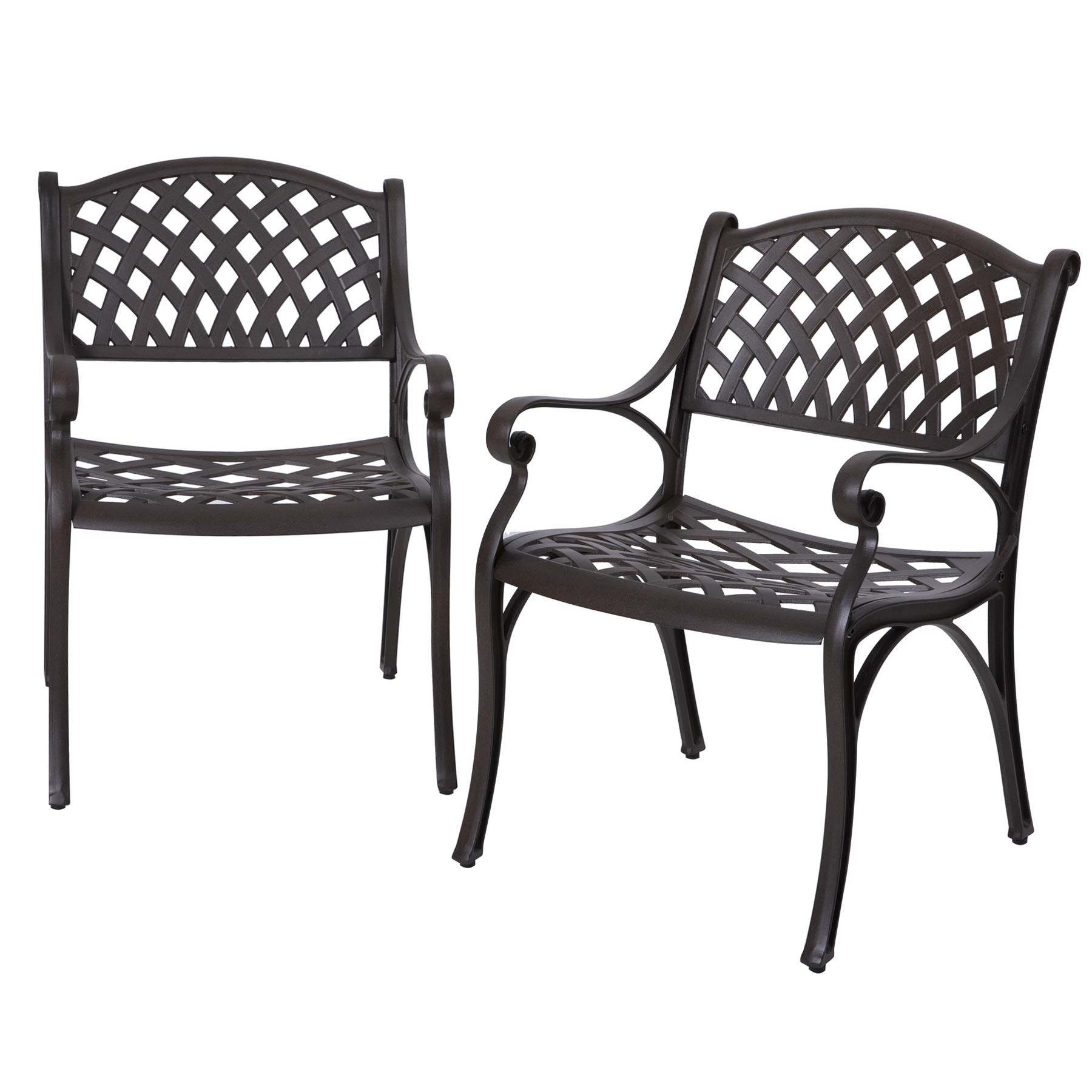 Nuu Garden Cast Aluminum Patio Chairs Set of 2 - All Weather Outdoor Dining Chairs for Backyard, Garden, Balcony - Indoor/Outdoor Bistro Chairs in Black with Antique Bronze Edge - Perfect for Outdoor Dining, Poolside Lounging & Garden Relaxation