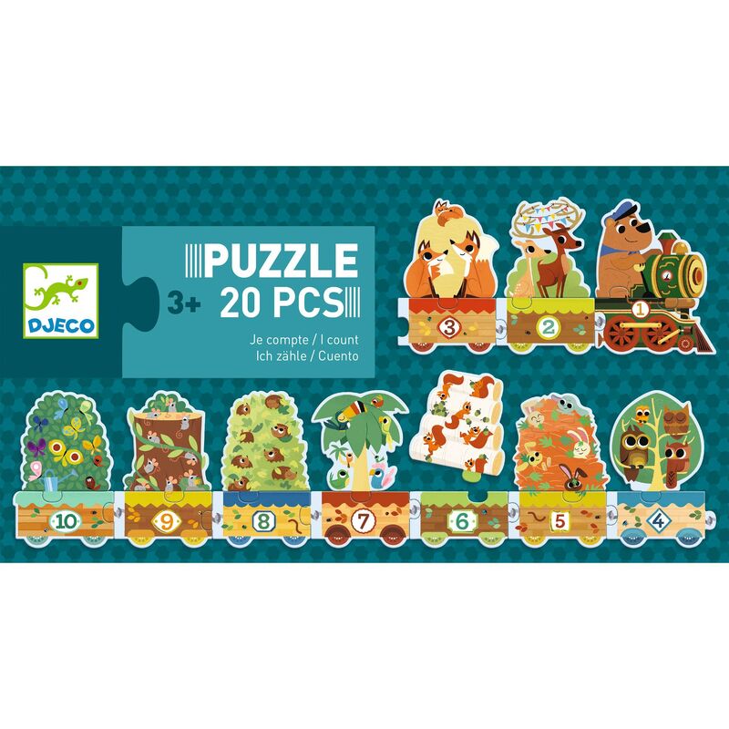 Duo I Count 20pc Toddler Puzzle Set by Djeco - Educational Number Learning Toy for Preschoolers | Perfect for Classroom & Homeschool Math Activities