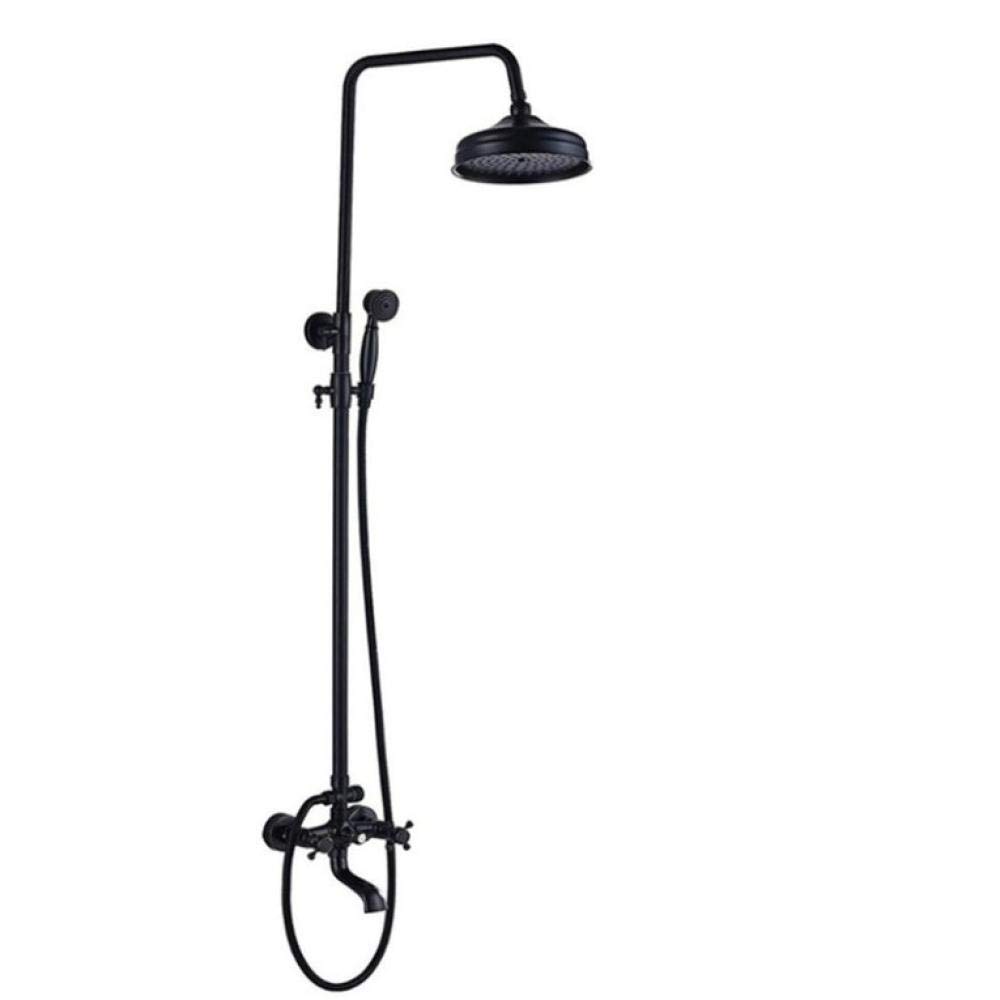 8 Inch Rainfall Shower Head Set - Brass Black Bronze Wall Mount Dual Handle Faucet Mixer Tap for Bathroom | Perfect for Modern Home Spa Experience & Water Saving