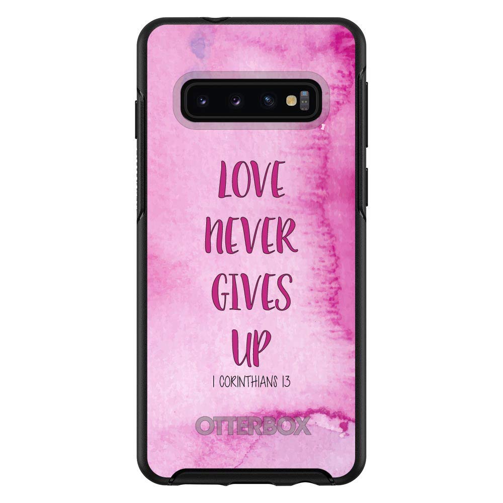 Premium Samsung Galaxy S10+ Case (6.4 Inch) - Black Protective Phone Cover Compatible with OtterBox Symmetry - 1 Corinthians 13 Christian Design - Durable Shockproof Cover for Daily Use & Faith Expression