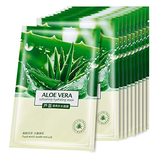 Aloe Vera Hydrating Face Mask Set - Moisturizing Sheet Masks for Women, Deep Hydration & Skin Care - Home Spa & Travel Essential