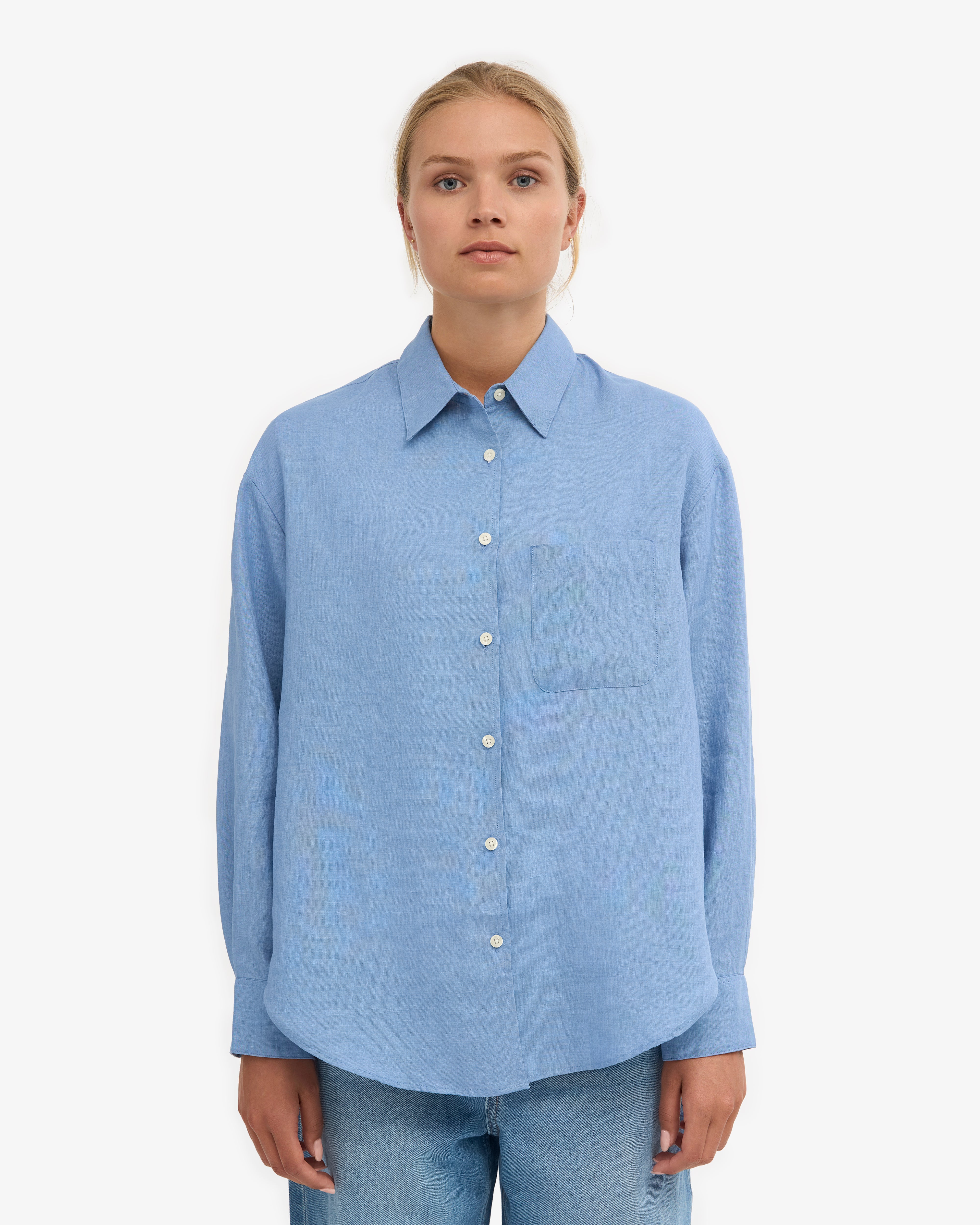 Premium Linen Oversized Shirt for Women - Soft & Breathable Seaside Blue Button Down Top - Perfect for Beach Vacation, Summer Outfits & Casual Wear