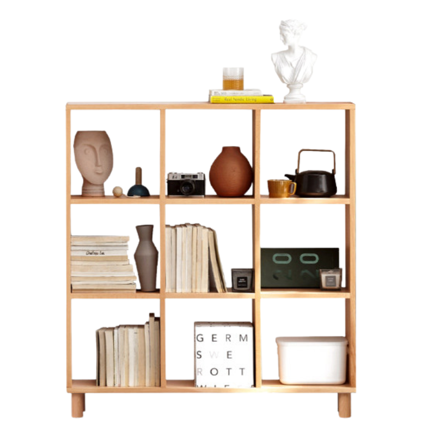 40.9x9.1x44.9 inch / 104x23x114 сm / Natural Wood Color / Beech  Bookshelf short