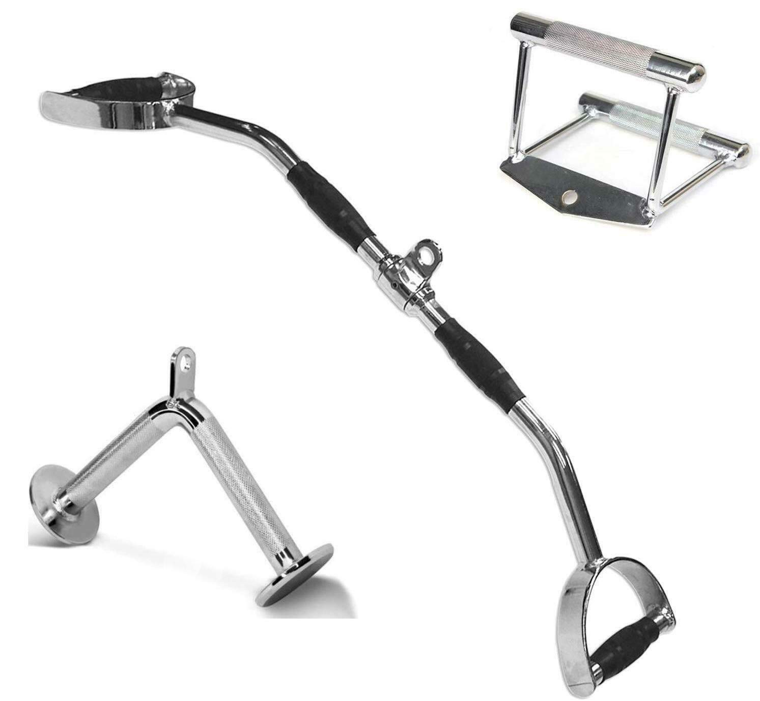 Fitness Maniac USA Home Gym Cable Attachment Handle - Chrome Press Down & Pull Down Strength Training Equipment for Home Workouts | Perfect for Strength Training, Muscle Building & Home Gym Exercises