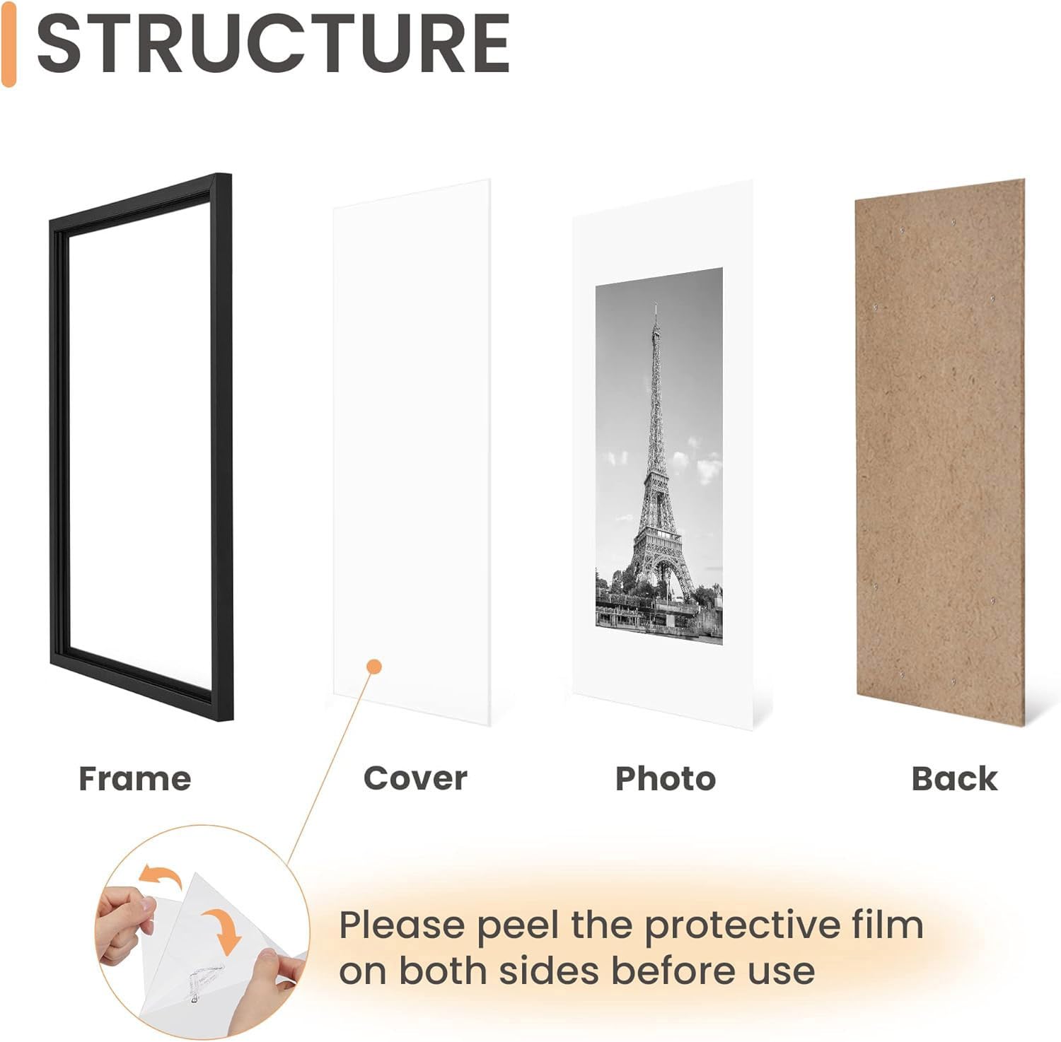 3 Pack A4 Photo Frames 20x28.5cm - Black Poster Picture Frames for Tabletop, Freestanding & Wall Mounting | Perfect for Home Decor, Office Display & Gift Giving