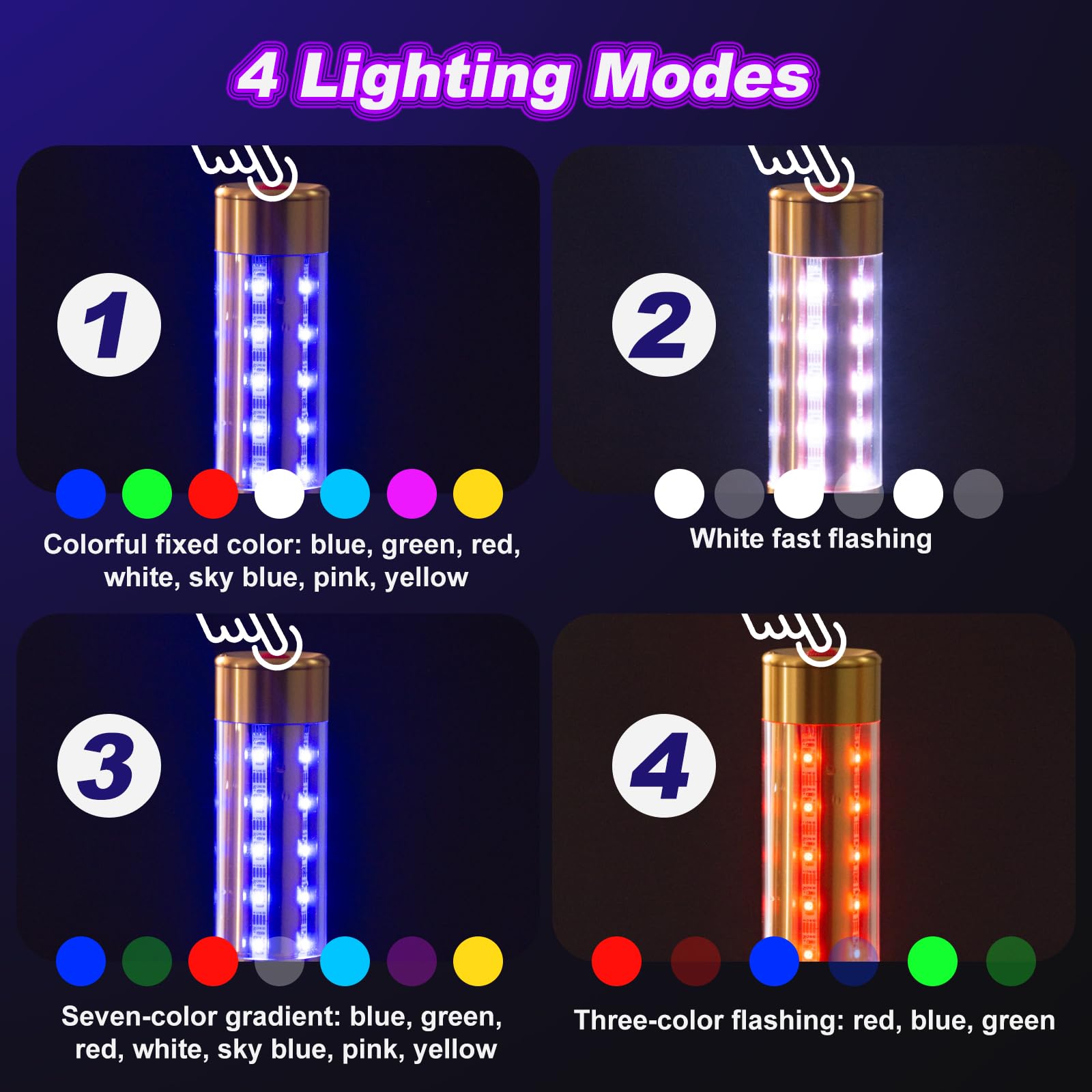 6PCS Rechargeable LED Strobe Baton Lights - Silver Bottle Service Lights for Nightclubs, Weddings, Bars & Outdoor Events | Party Lighting for Clubs, Concerts & Special Occasions