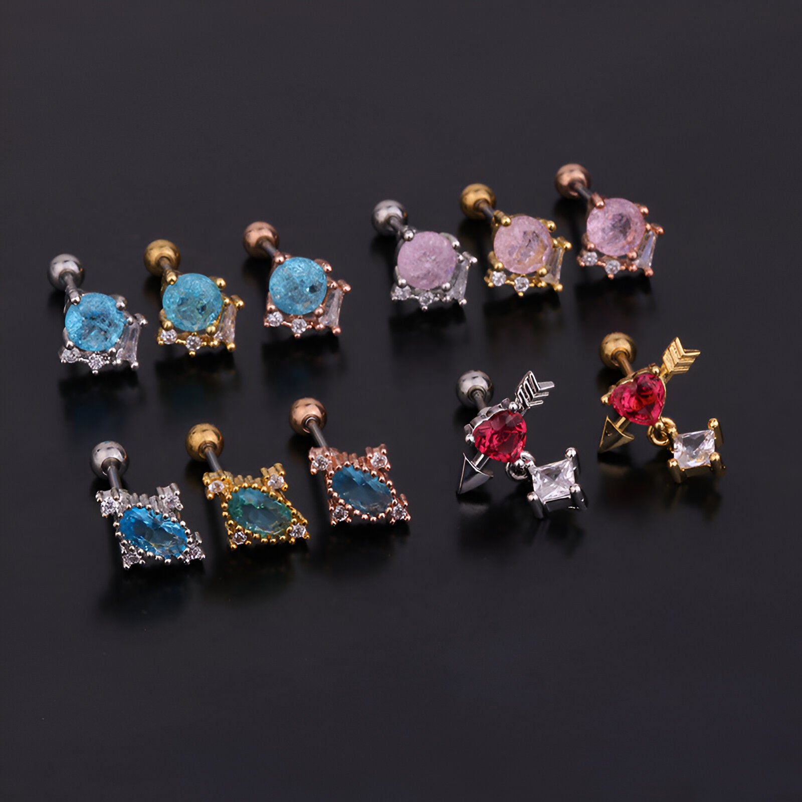 20G Cartilage CZ Arrow Helix Stud Earrings - Hypoallergenic Surgical Steel Body Jewelry for Women | Perfect for Cartilage Piercing, Helix Earrings, and Everyday Wear