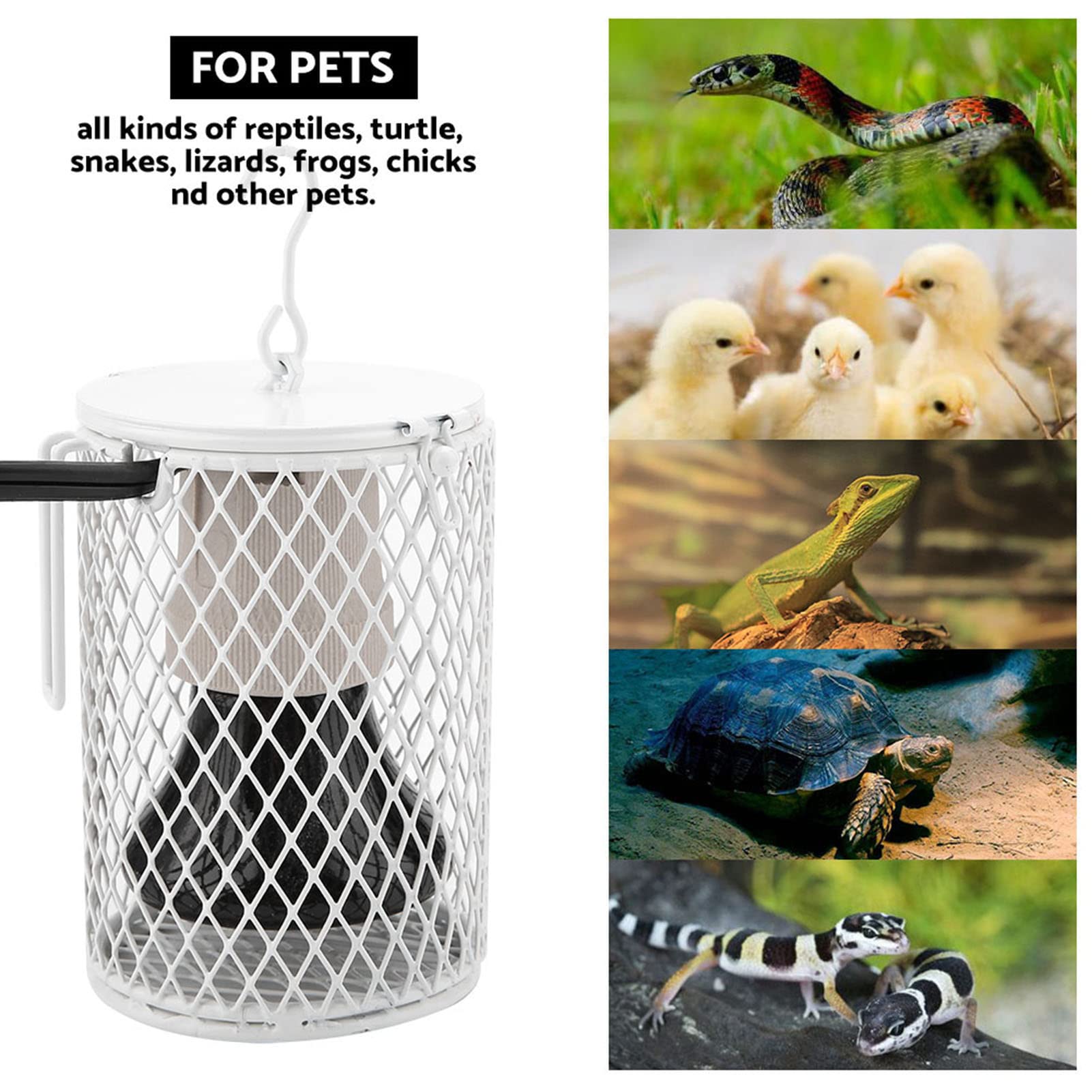 100W Ceramic Heat Emitter Bulb - Bird Heat Lamp with Power Switch & Anti-Bite Hook for Chicken Coop, Reptile Terrarium, Pet Brooder - Safe for Lizards, Snakes, Birds - US Plug 110-120V White - Perfect for Winter Warming & Nighttime Heating