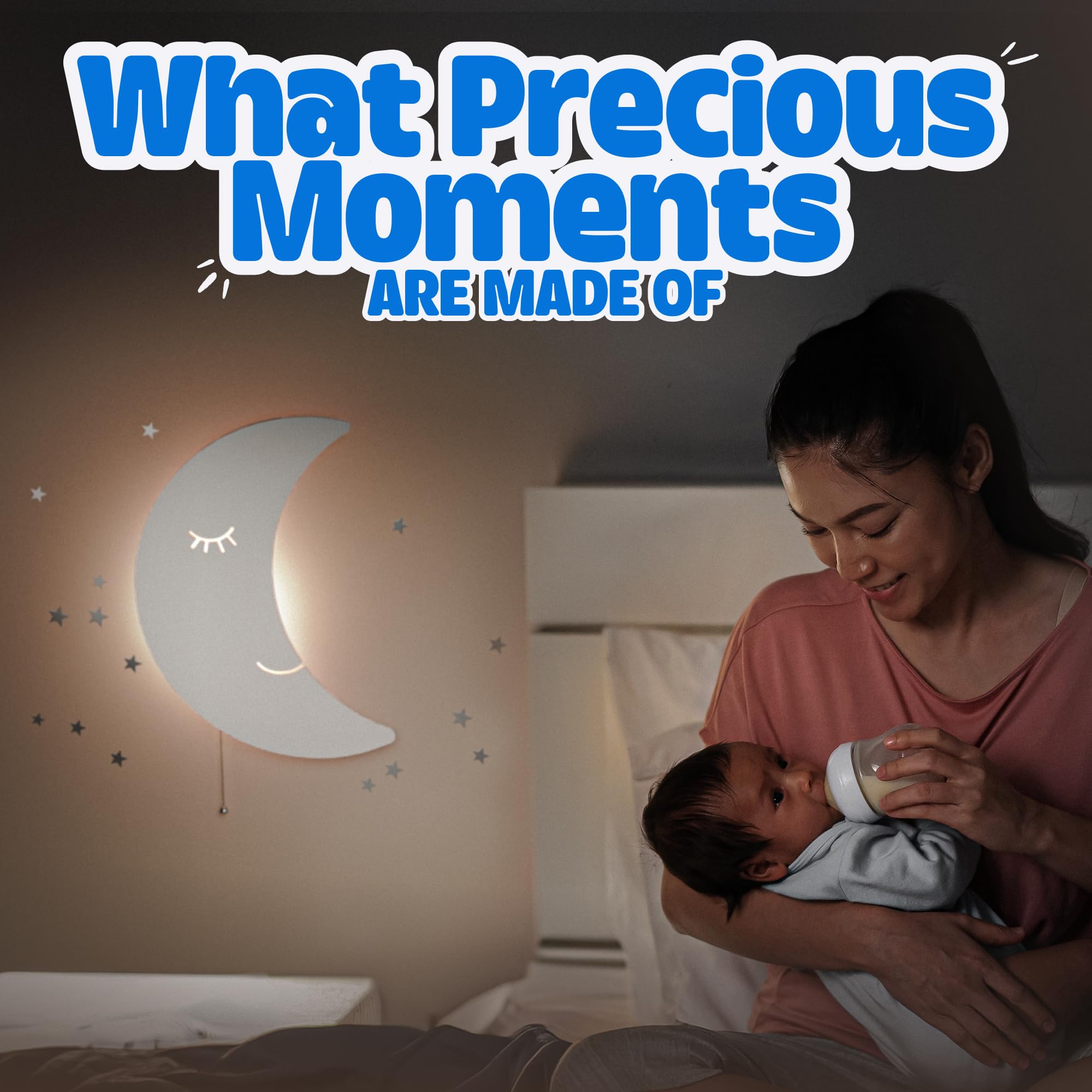 **Moon Lamp for Baby Nursery - Floating Moon Wall Light, Battery-Operated Cordless Night Light for Kids Bedroom & Nursery Decor - Perfect for Soothing Nighttime Ambiance & Bedtime Stories**