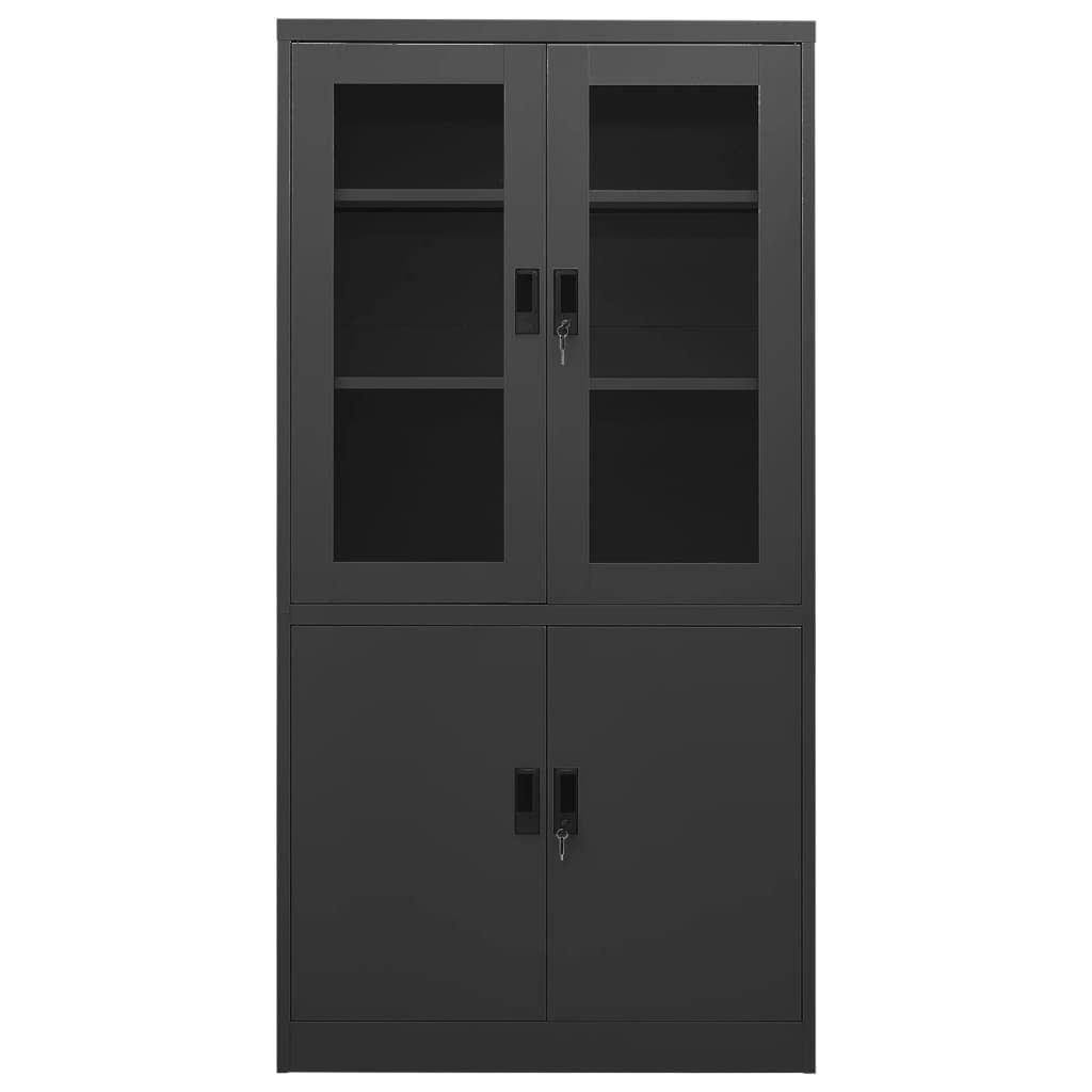 vidaXL Steel Office Storage Cabinet with Adjustable Shelves - Home & Office Display Cabinet in Anthracite - Perfect for Organizing Files, Books & Supplies in Workspaces