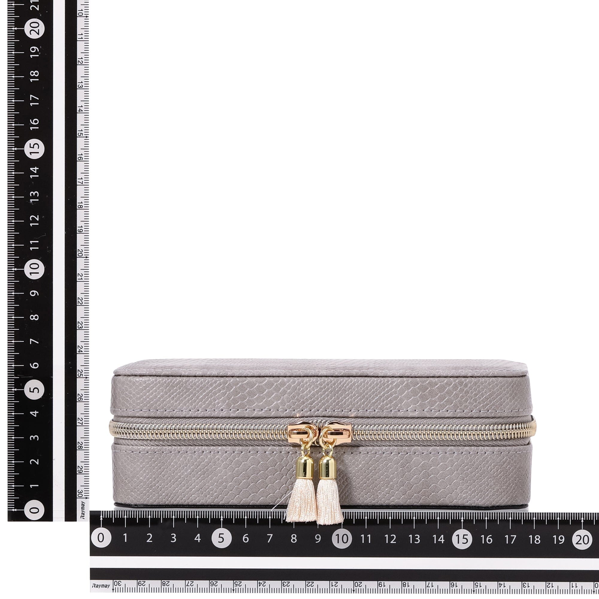 Flavia Travel Jewelry Box - Compact Organizer for Necklaces, Rings & Earrings - Perfect for Vacation, Business Trips & Gifts (M, Grey)