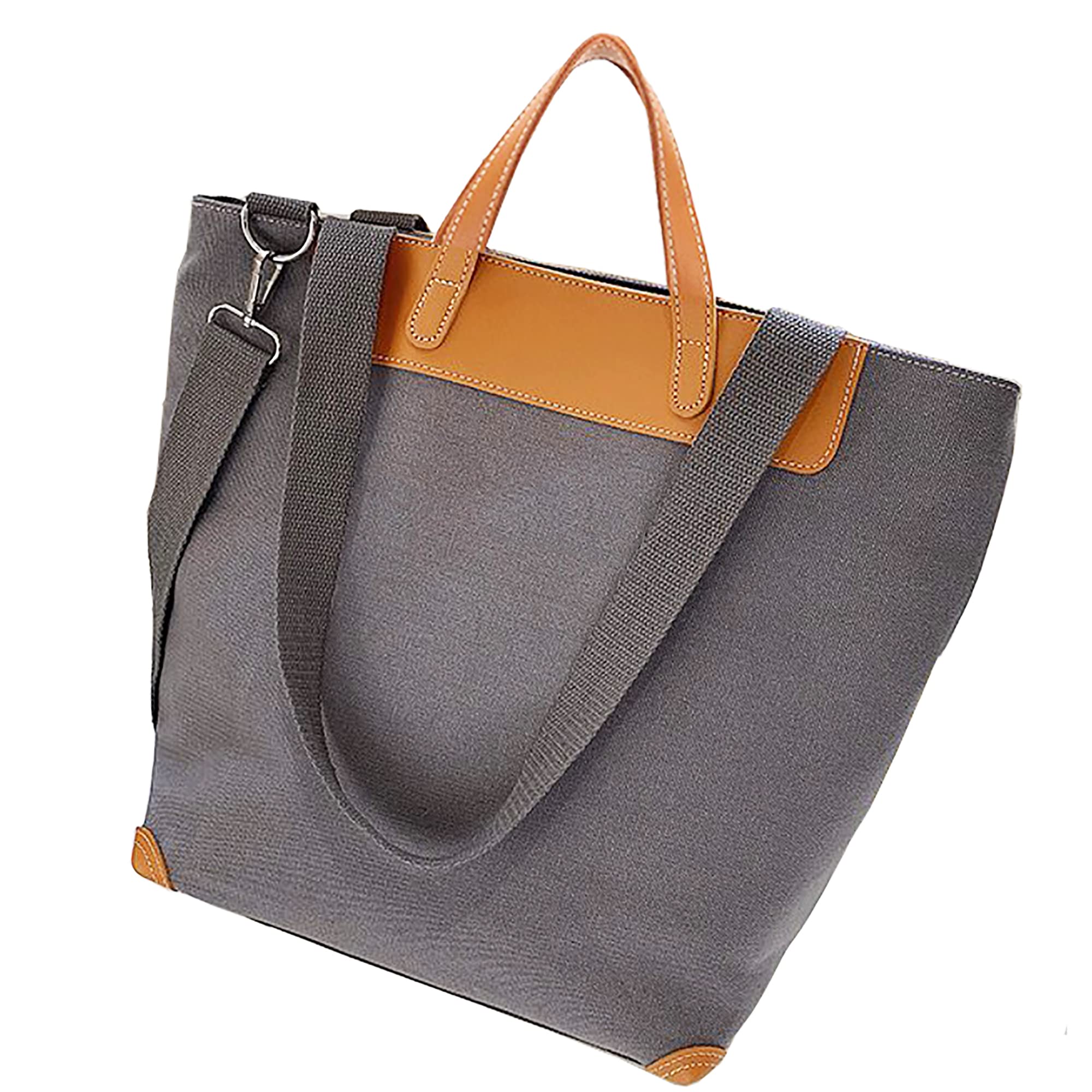 BYDENWELY Canvas Tote Bag for Women - Large Zippered Shoulder Bag with Crossbody Strap - Fashionable Satchel Hobo Purse for Work, Travel & Daily Use