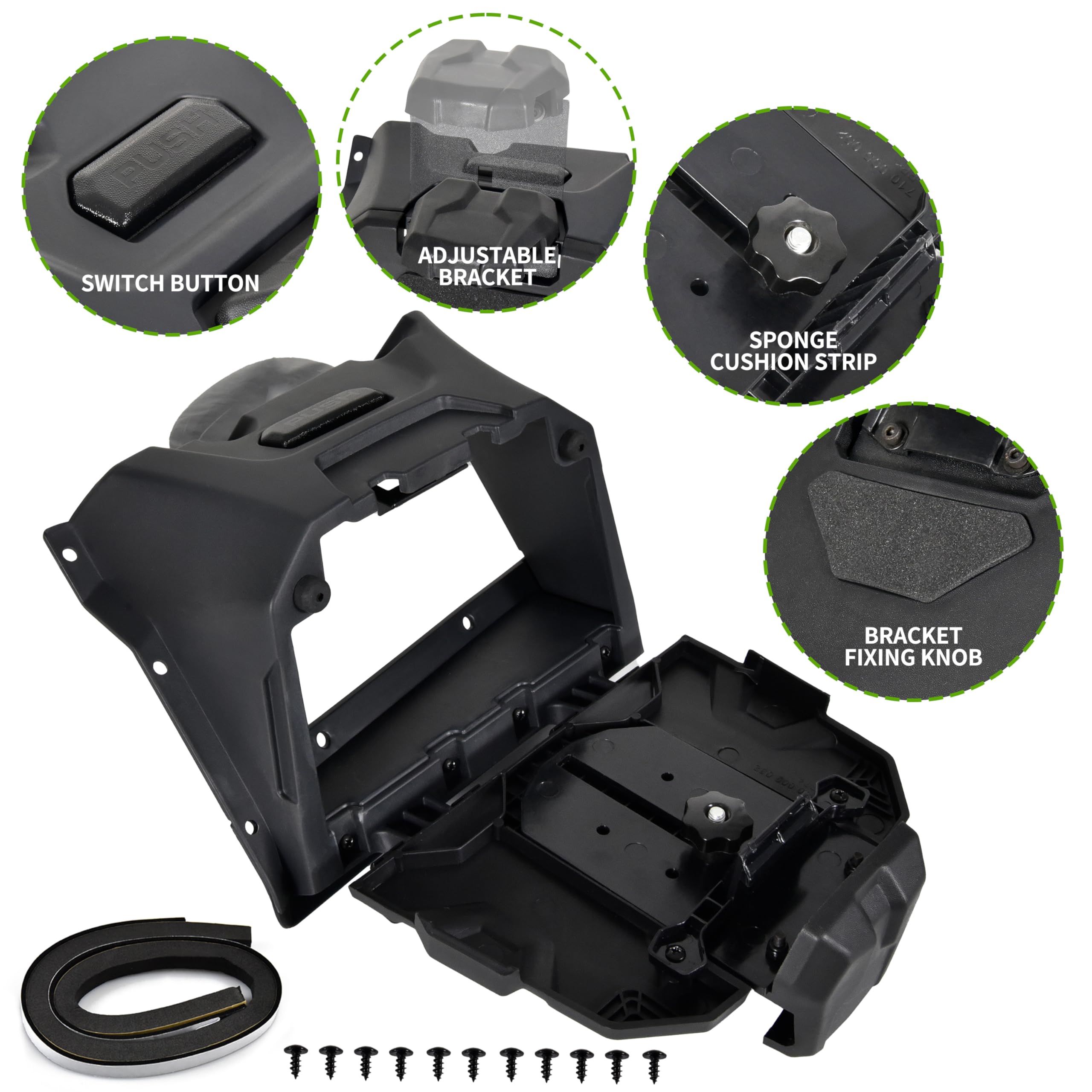 POKIAUTO Adjustable Universal Tablet GPS Phone Mount Holder with Storage Box for Honda Pioneer 500 (2015-2023) & 520 (2021-2023) - Car Accessories for Off-Road Navigation, Camping & Outdoor Adventures