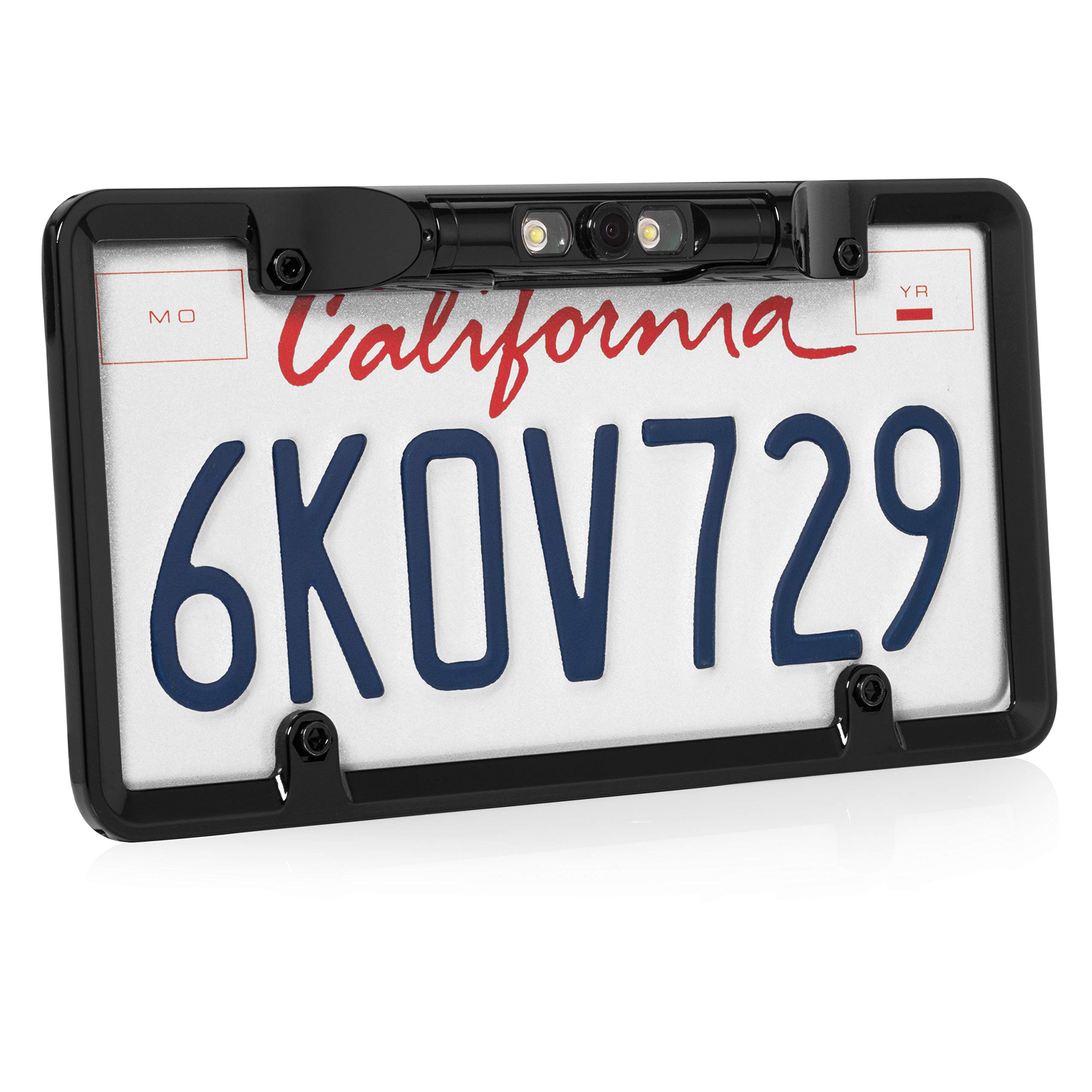 BOYO VTL300CL Full-Frame License Plate Backup Camera with Parking Guidelines & LED Lights for Trucks, SUVs, RVs - Night Vision, Waterproof Rear View Camera for Safe Parking & Reversing (Black)