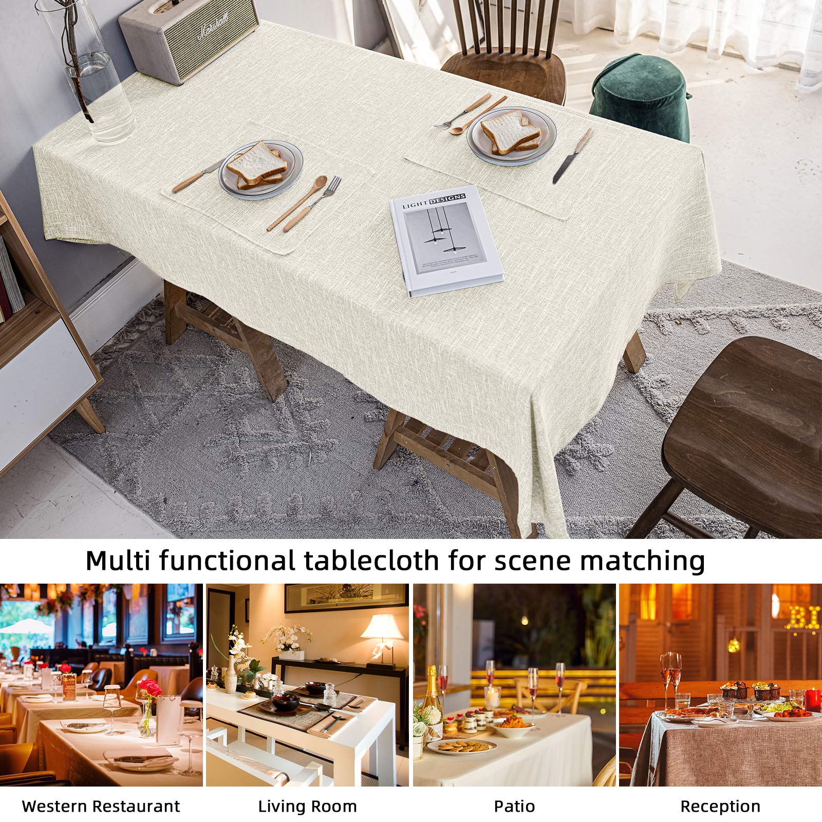 Waterproof Cotton Linen Round Tablecloth 54