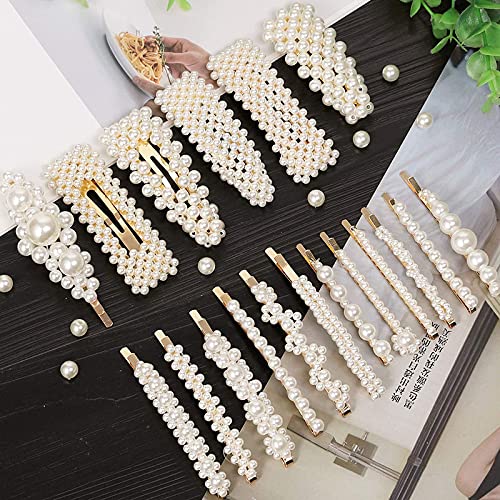 Belicia 12 Pcs Large Pearl Hair Clips for Women & Girls - Elegant Barrettes & Hair Pins - Fashion Hair Accessories for Weddings, Parties & Everyday Styling
