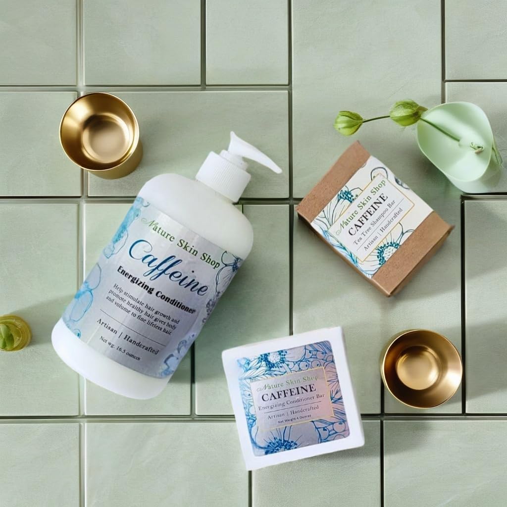 Organic Caffeine & Tea Tree Oil Shampoo Bar with Stimulating Conditioner - Volumizing Hair Growth Treatment for Thinning Hair - Perfect for Travel & Eco-Friendly Hair Care Routine