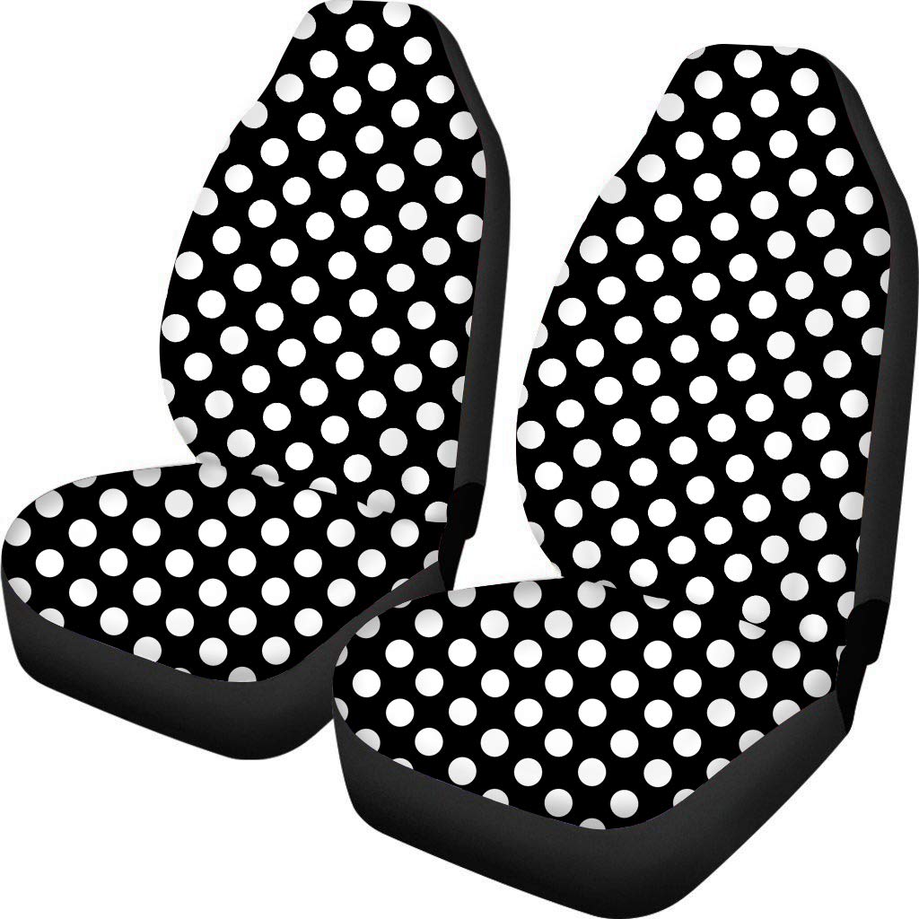 2pcs Black Polka Dot Car Seat Covers - Universal Fit for Cars, Trucks & SUVs - Stylish & Protective