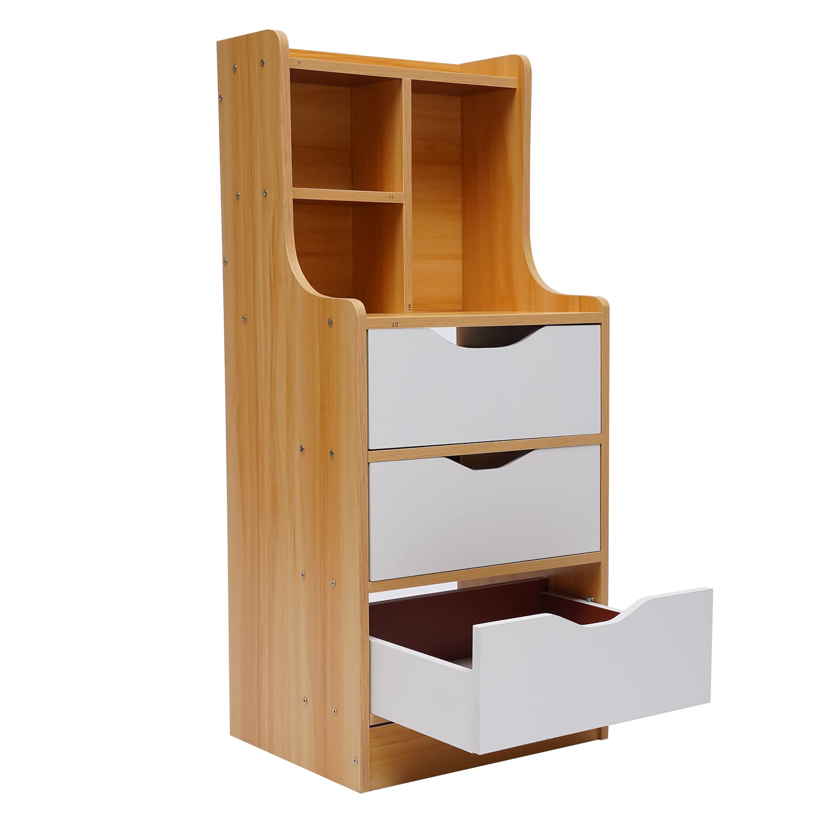 Modern Nightstand with 3 Drawers & Open Shelf Storage - Bedside Table for Bedroom, Dorm, Apartment - Easy Assembly Wooden Side Cabinet (Perfect for Storing Books, Lamps & Bedroom Essentials)