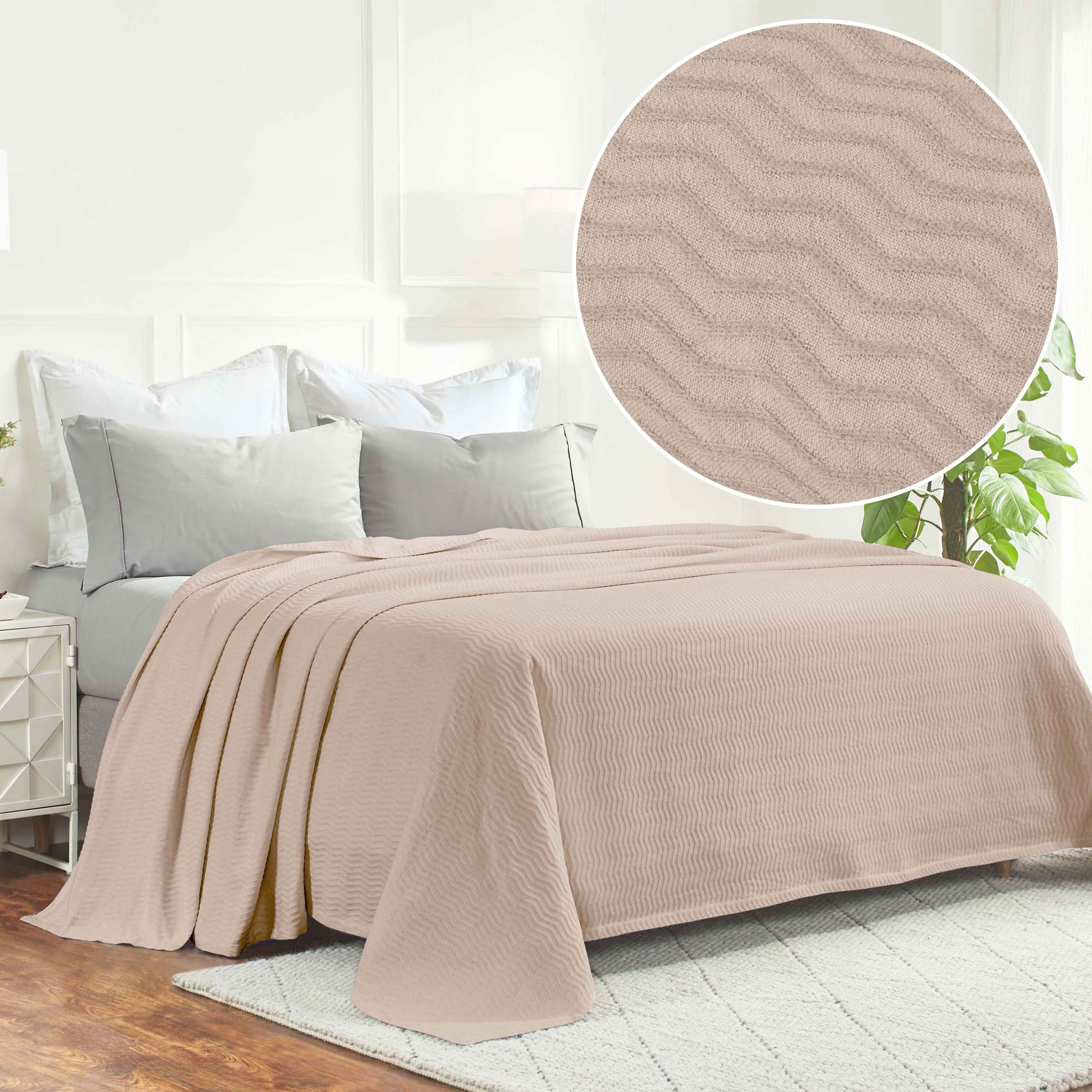 Jena Cotton Textured Chevron Lightweight Woven Blanket - Soft & Breathable Throw for Sofa, Bed & Outdoor Use - Cozy Home Decor & Picnic Essential