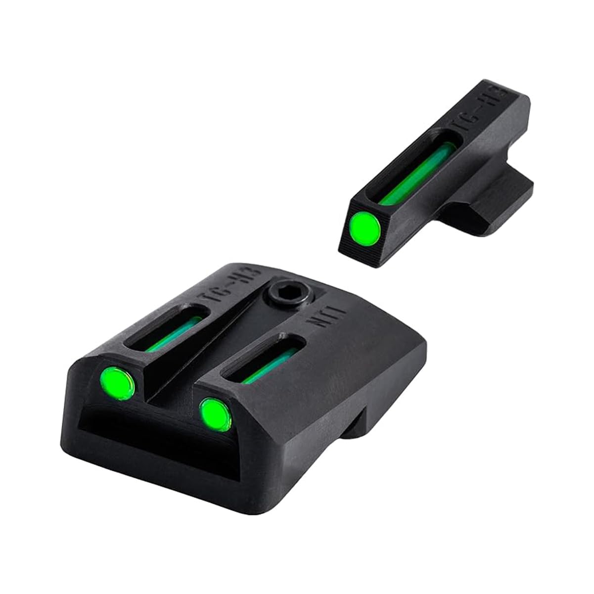 Truglo TFO Tritium & Fiber-Optic Handgun Sight Set - High Visibility Front & Rear Night Sights for 1911 Pistols | Compact, Durable Design for Tactical Shooting, Home Defense & Low Light Conditions