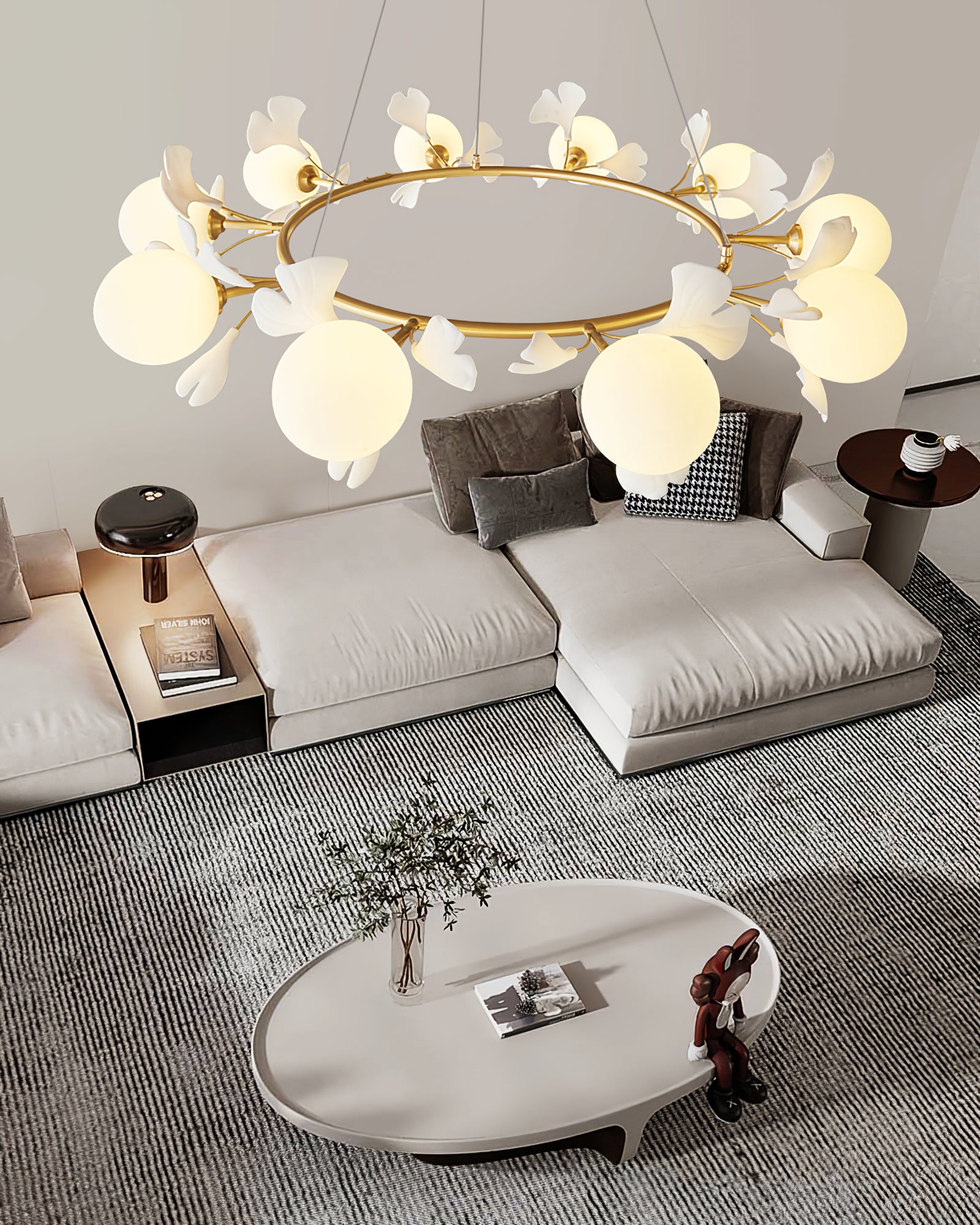 Evander Gingko Chandelier - Modern Leaf Design Crystal Ceiling Light Fixture for Dining Room, Living Room & Bedroom Decor