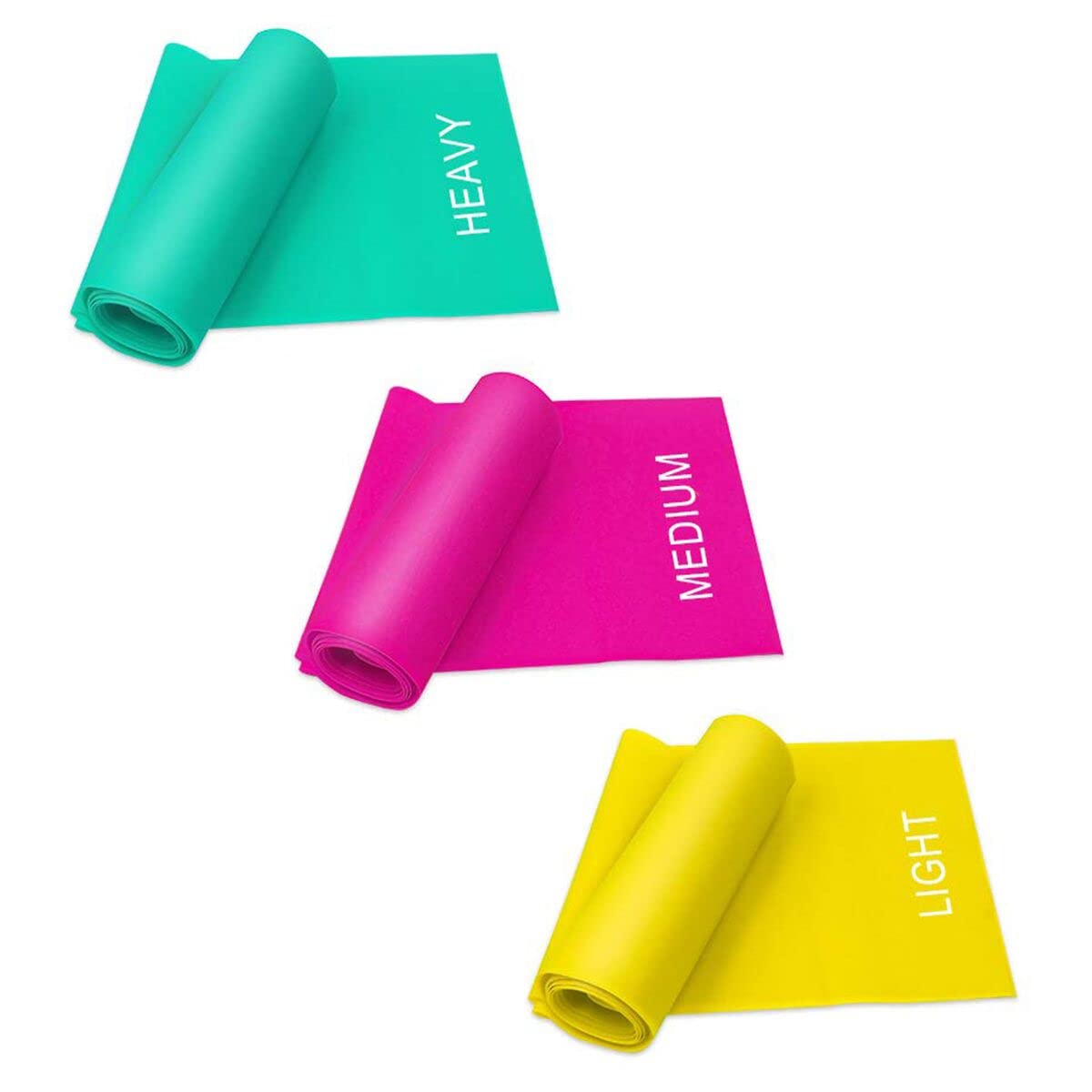 Coolrunner 7FT Latex-Free Elastic Exercise Bands Set of 3 - Wide Resistance Bands for Pilates, Yoga, Gym & Physical Therapy - Includes Carry Bag (Green, Yellow, Rose Red) - Perfect for Home Workouts, Rehabilitation & Fitness Training