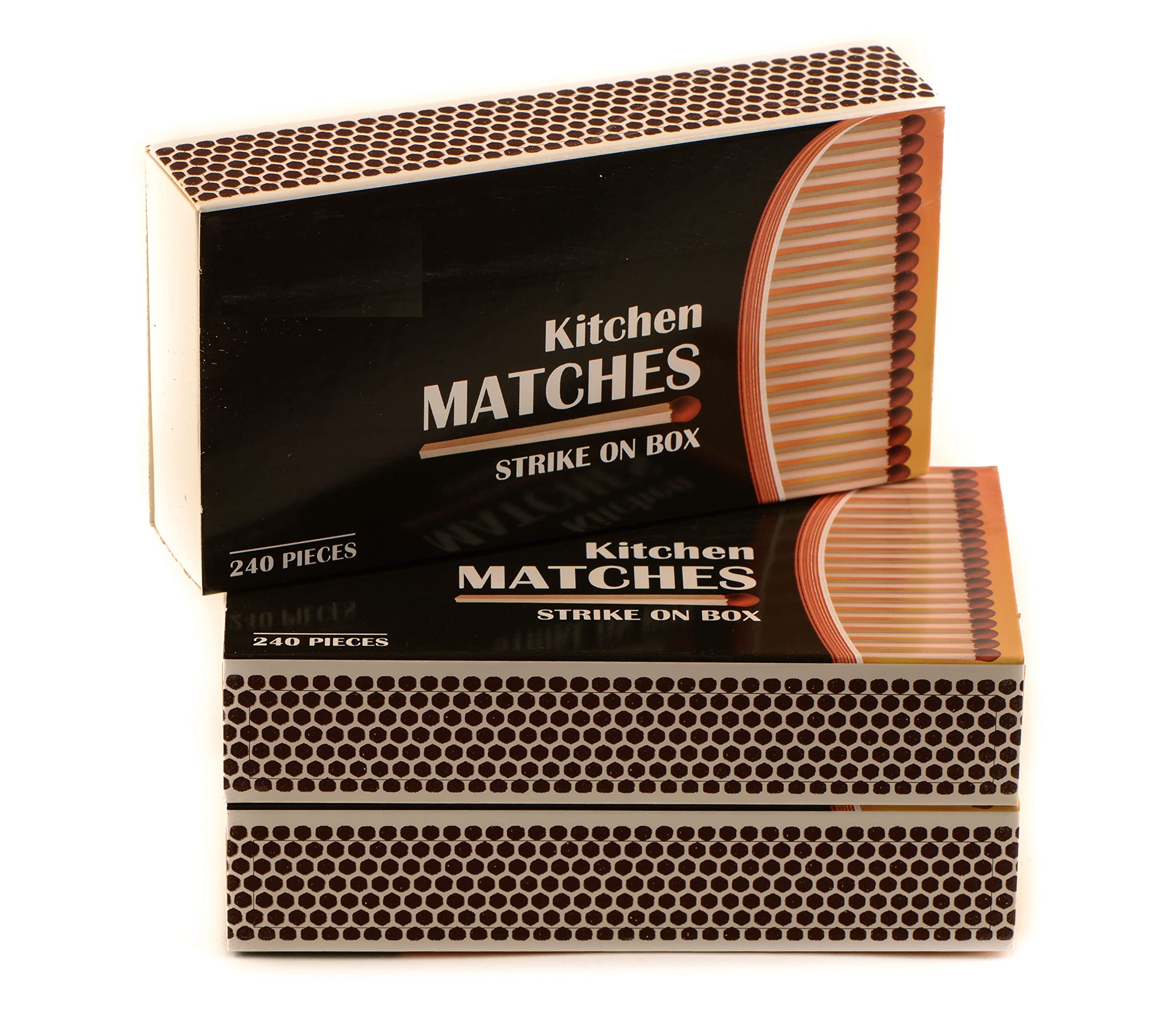 EcoQuality Wooden Strike-on-Box Matches - 240 Count Bulk Box for Kitchen, Camping, Candles & Stove Use - Long-Lasting Household Matches for Emergency, Fireplace & Outdoor Activities (15-Pack)